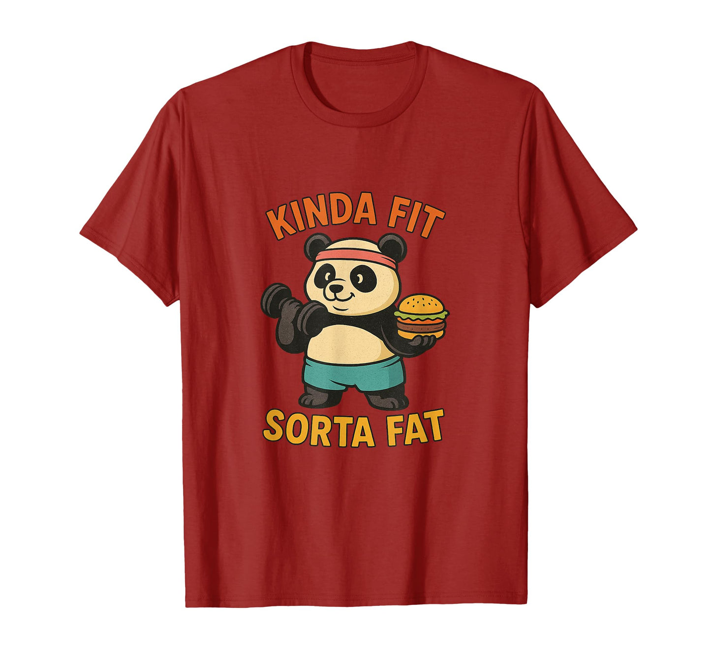 Kinda Fit Sorta Fat Funny Gym Cute Panda Retro T-Shirt