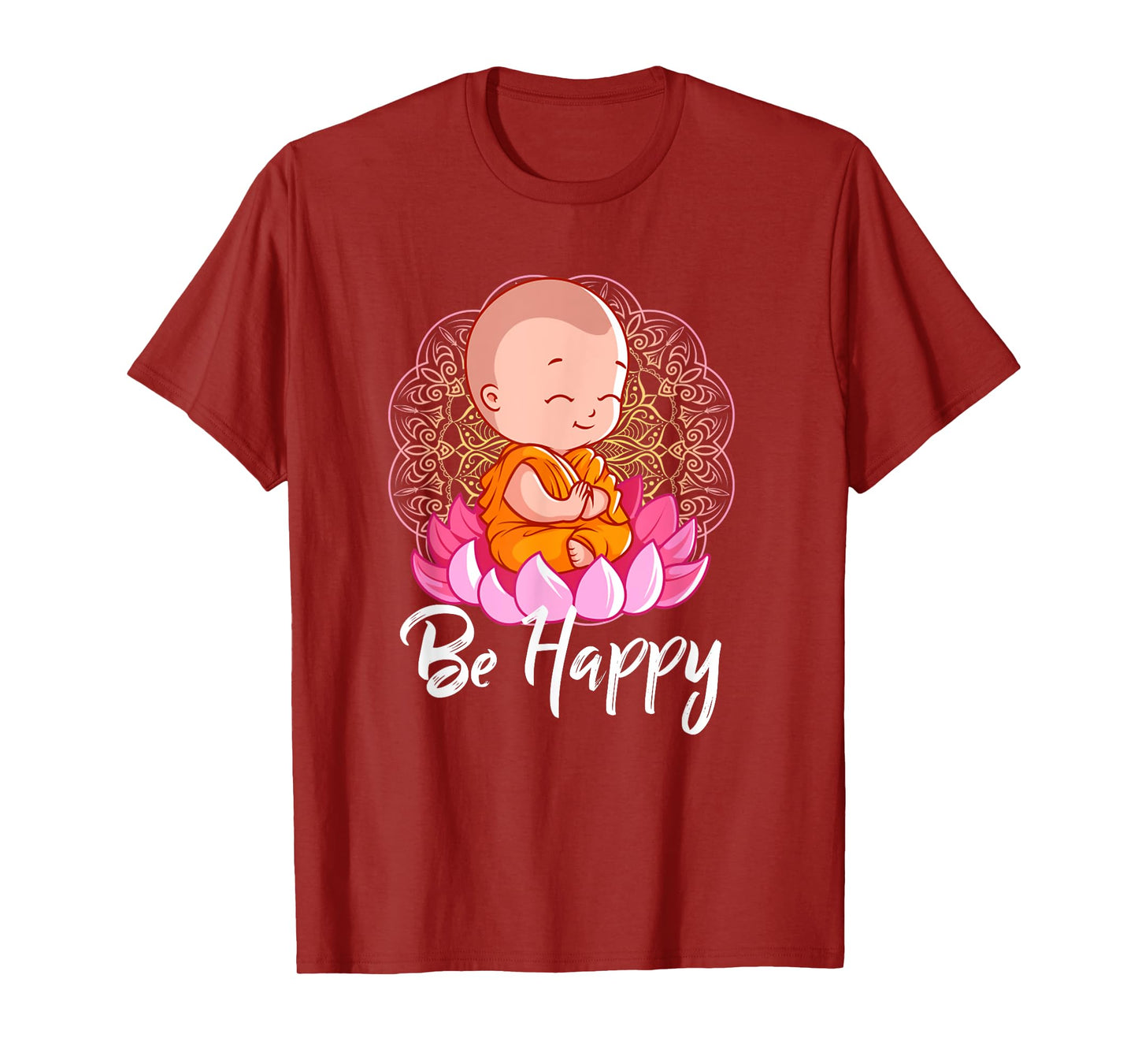 Be Happy shirt Zen Little Baby Buddha tshirt Mandala T-Shirt