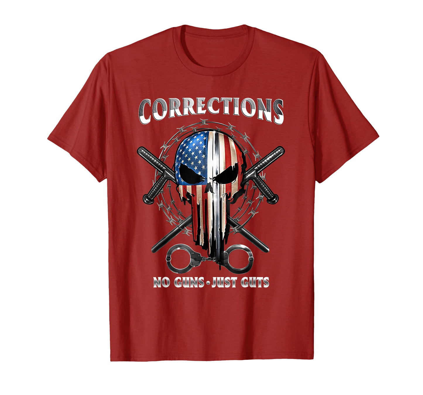 Corrections Just Guts Skull Of Freedom Correctional Officer T-Shirt