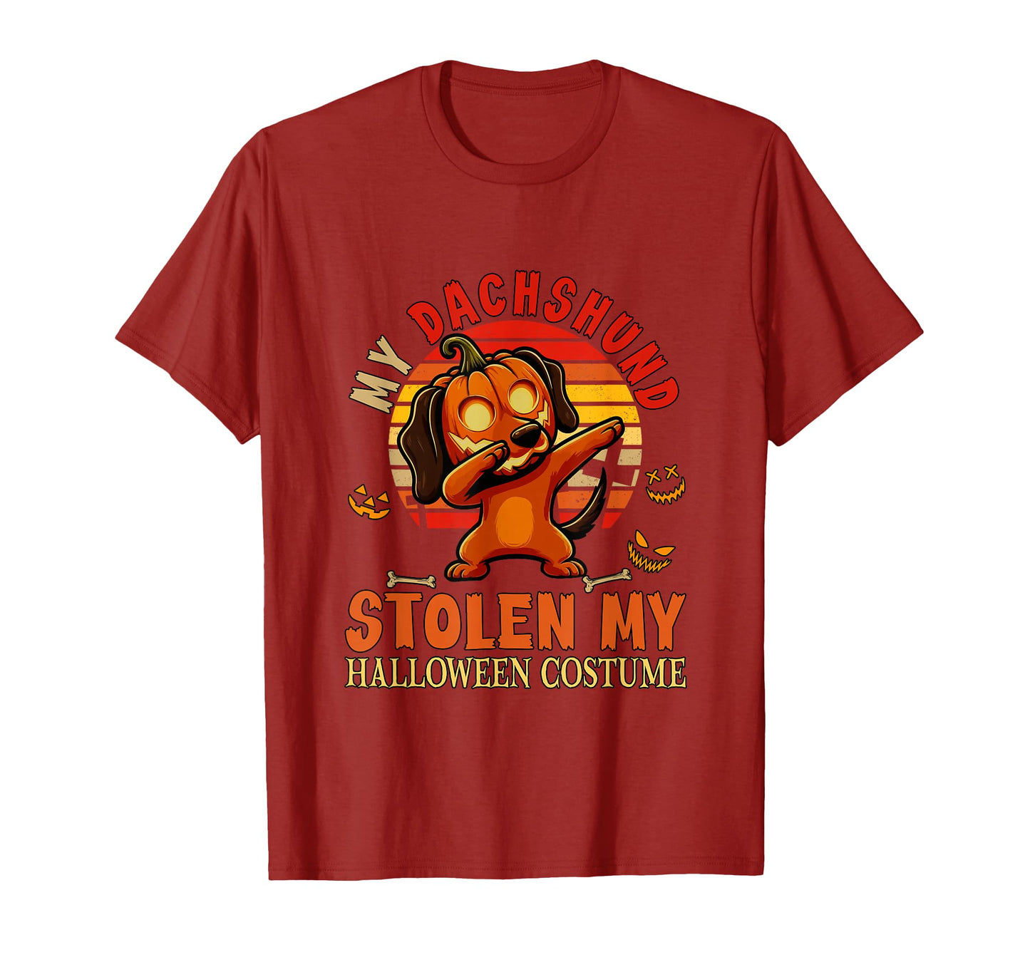 Dachshund Stolen My Halloween Costume Dog Carved Pumpkin T-Shirt