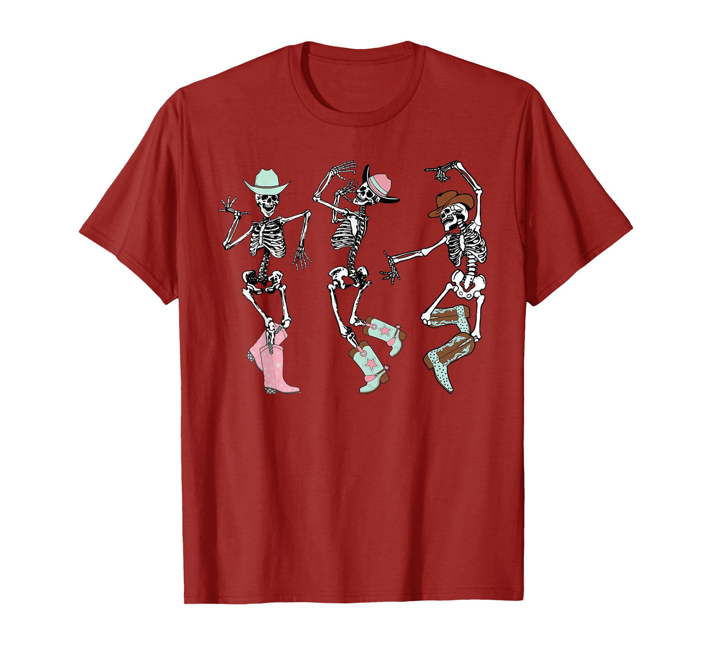 Boot Skeleton Dancing Cowboy Western Women Girls T-Shirt