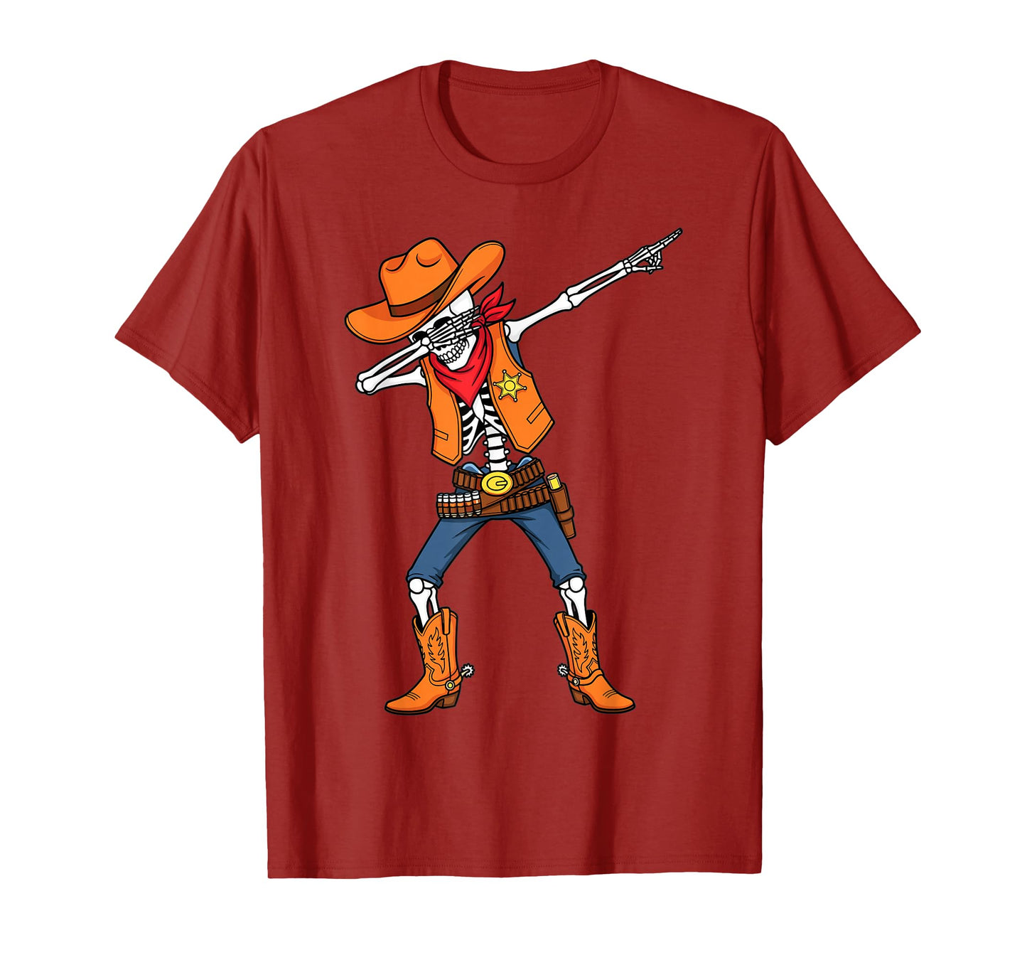Sheriff Skeleton Cowboy Halloween Dabbing Wild West T-Shirt