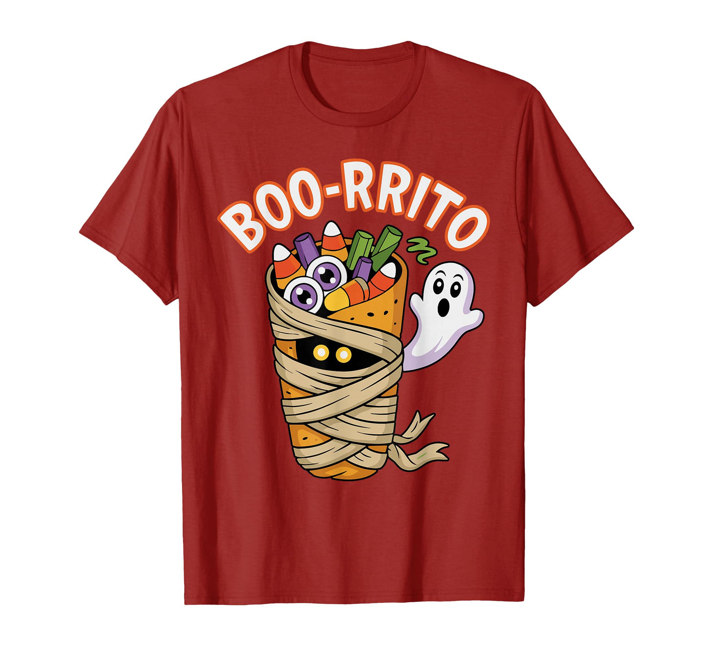 Retro Boo-rrito Spooky Burrito Ghost Halloween Mexican Food T-Shirt
