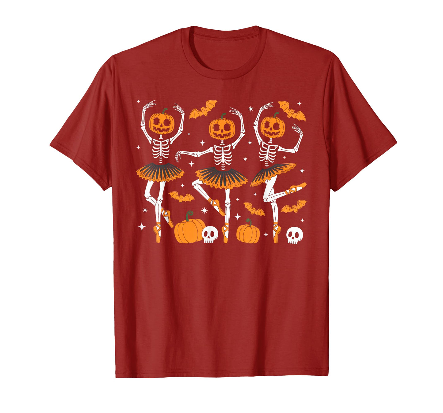 Ballet Pumpkin Skeleton Scary Halloween Men Women Boys Girl T-Shirt