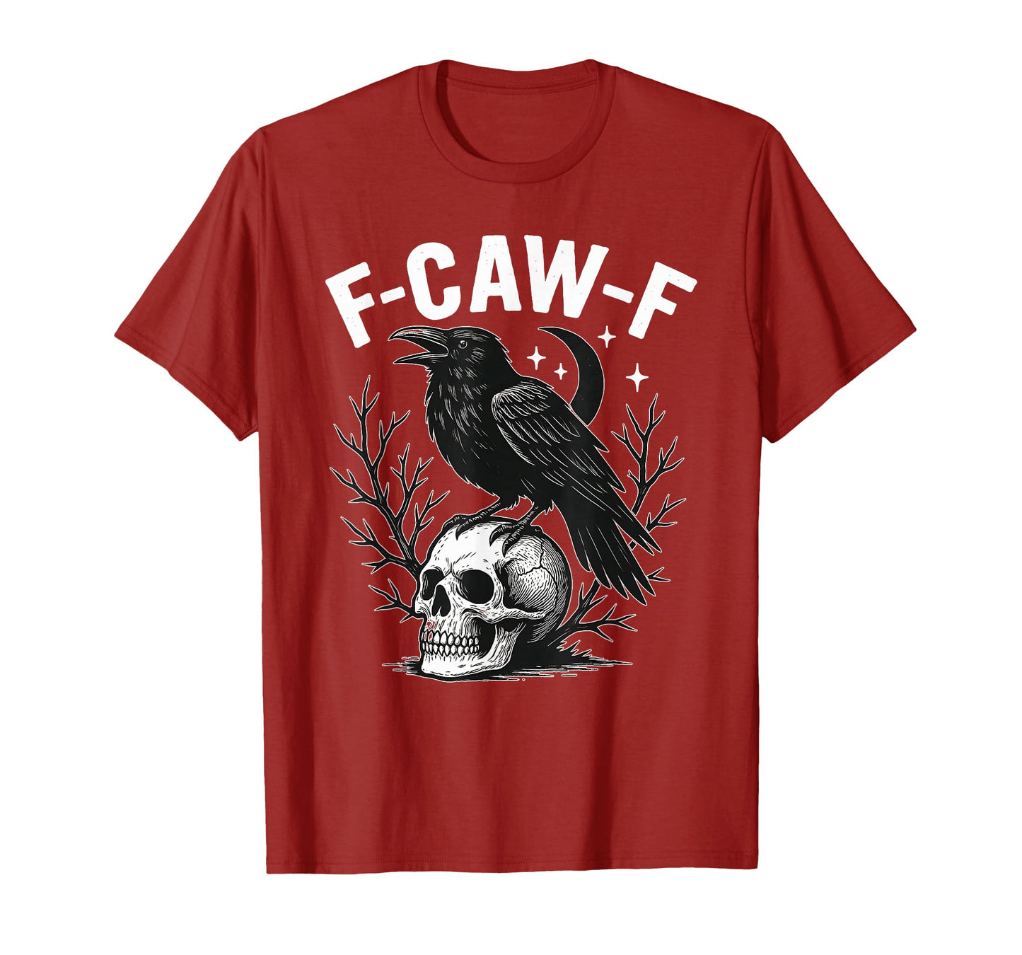 Black Crow F-Caw-F Funny Halloween Moon Gothic Adult Humor T-Shirt