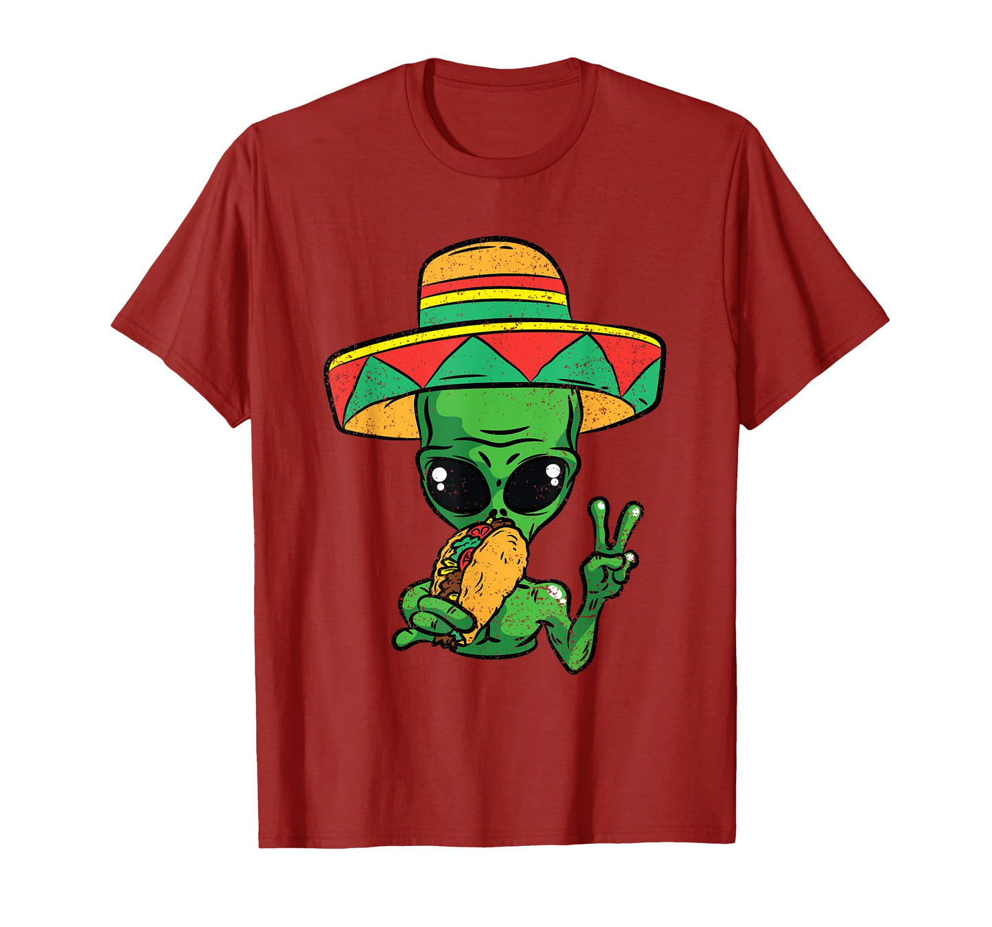 Alien Eating Taco Cinco De Mayo Sombrero Mexican Fiesta T-Shirt