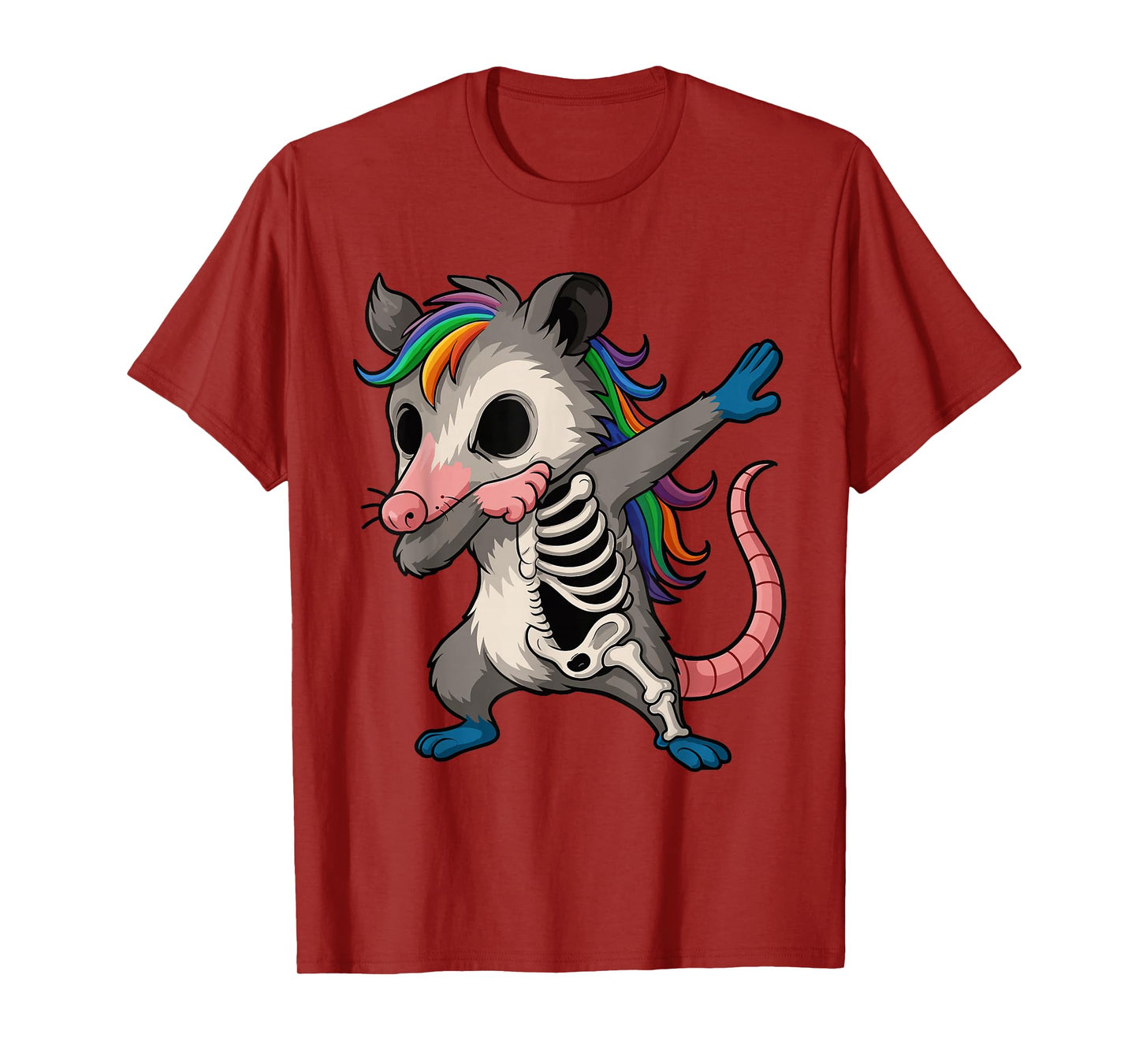 Halloween Dabbing Possum Rainbow Skeleton Kids T-Shirt