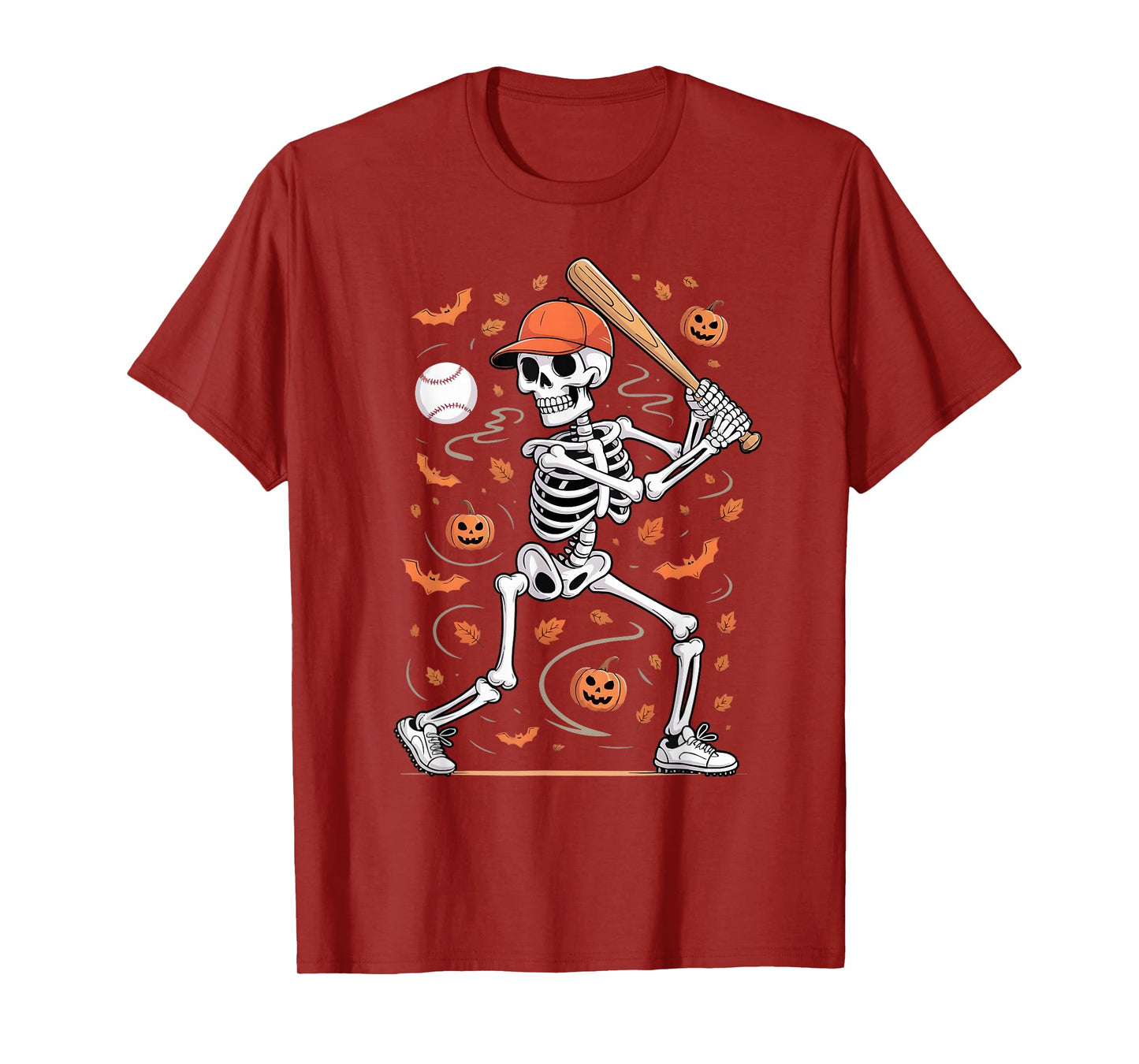 Skeleton Baseball Halloween Costume Funny Men Boys Kids Tee T-Shirt