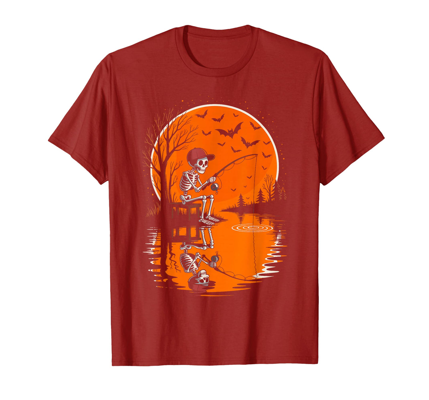 Boys Fishing Halloween Costume Funny Skeleton Kids Fishing T-Shirt