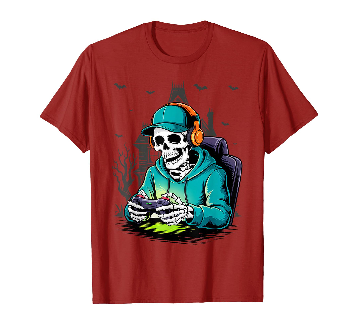 Halloween Skeleton Gamer Video Gaming Boys Girls Men Women T-Shirt