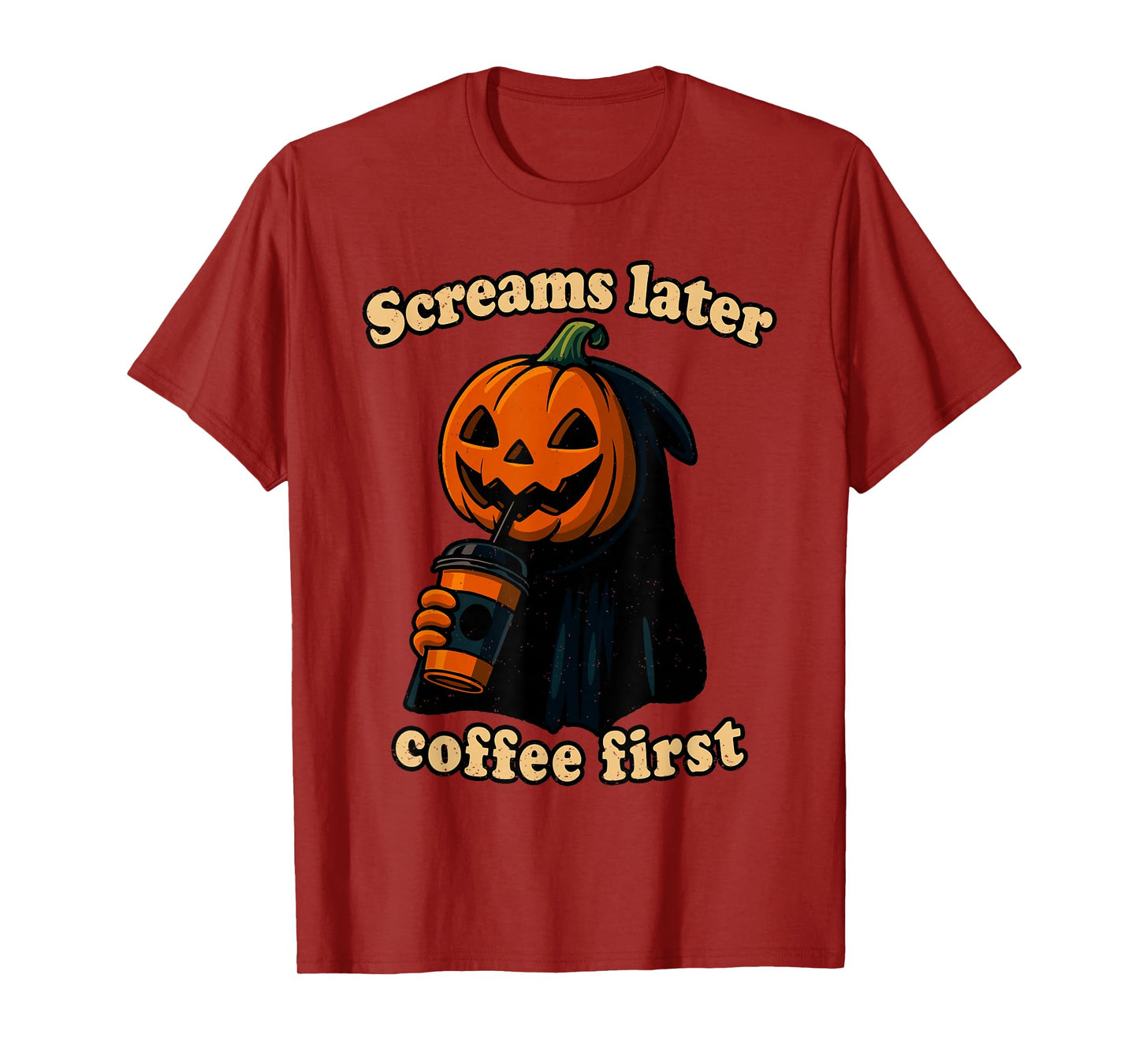 Coffee First Halloween Funny Pumpkin Jack O Lantern Caffeine T-Shirt