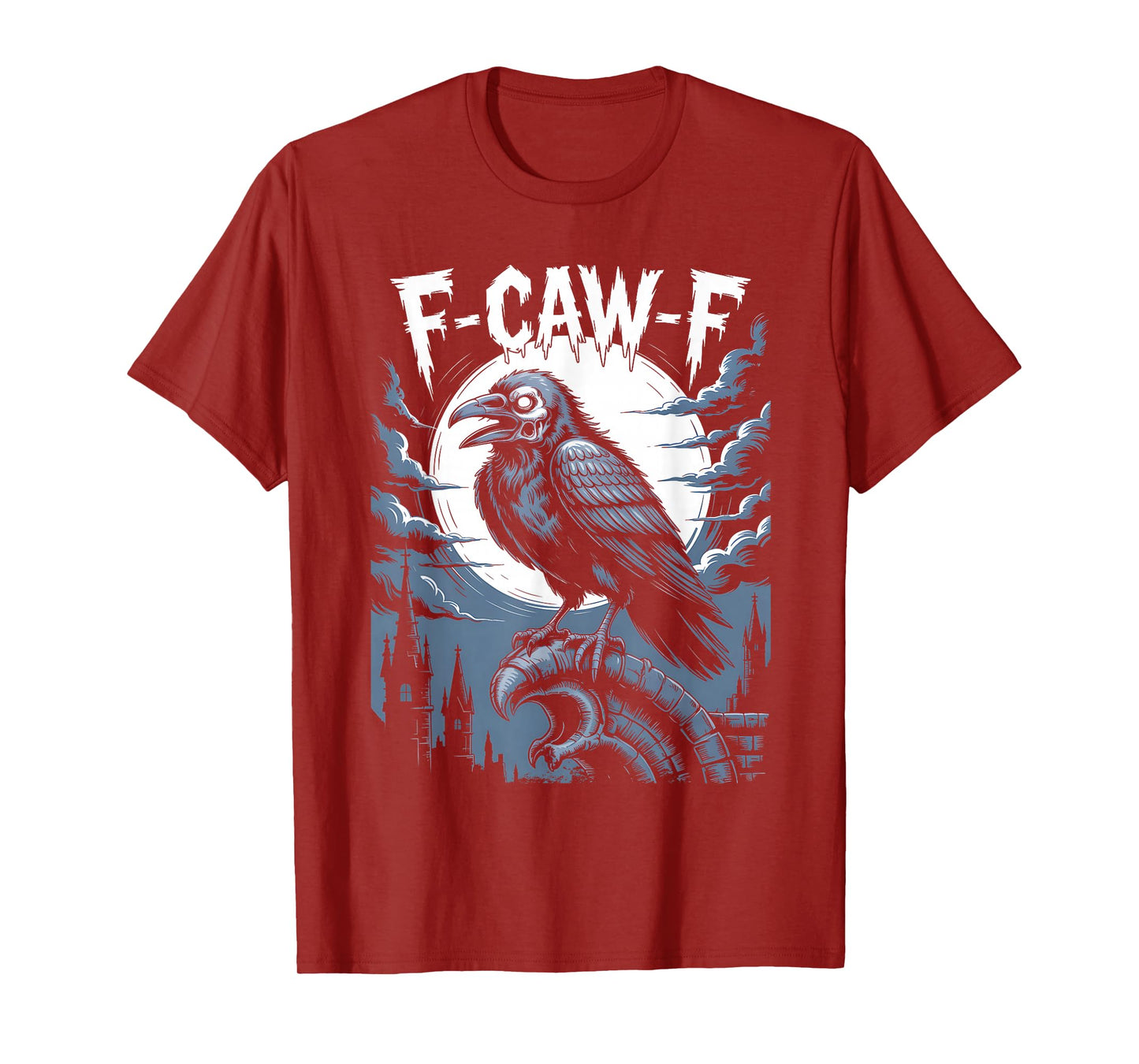 Funny F-Caw-F Crow Gothic Moon Humor Halloween T-Shirt