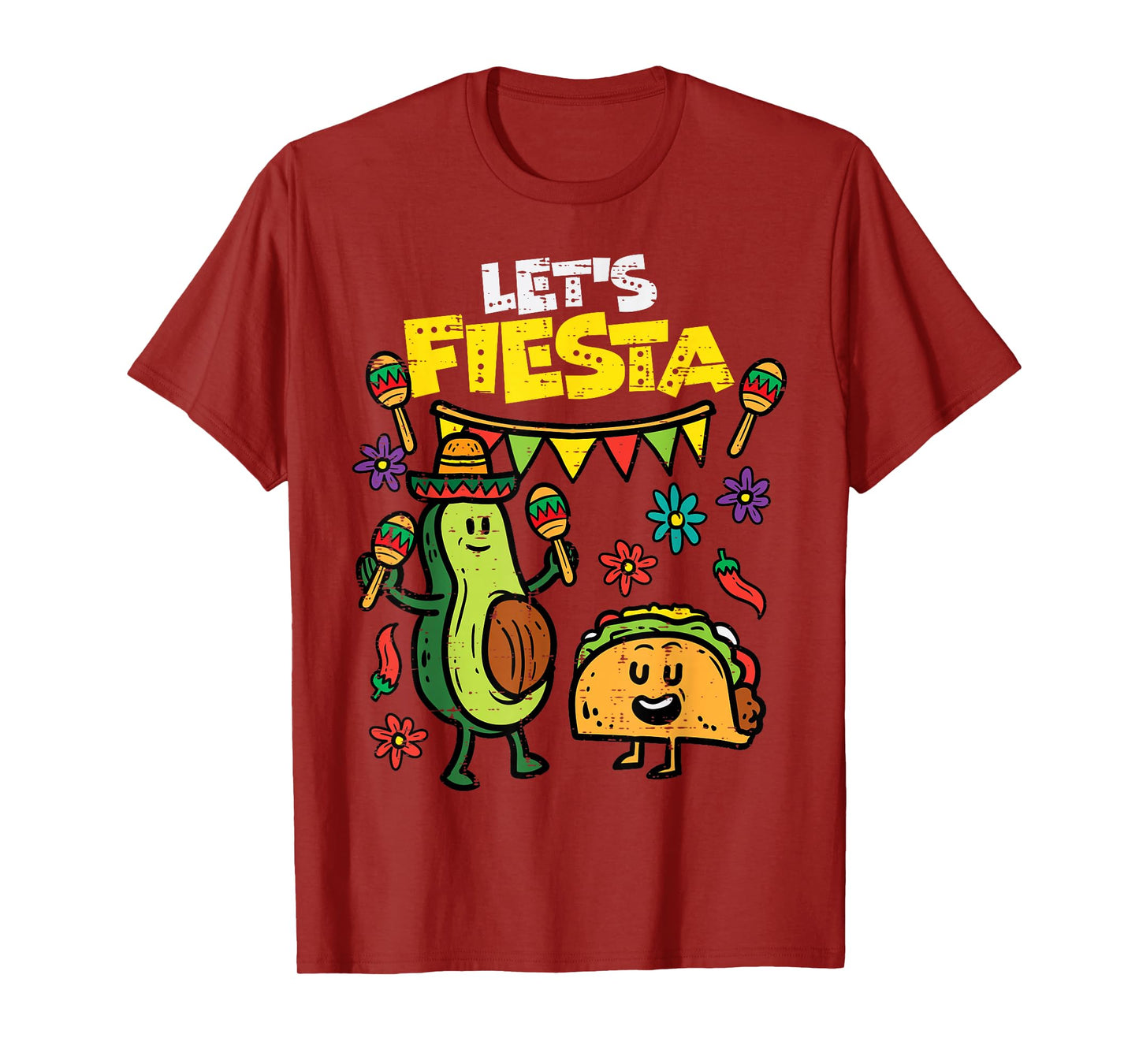 Lets Fiesta Taco Avocado Funny Cinco De Mayo Mexican Party T-Shirt
