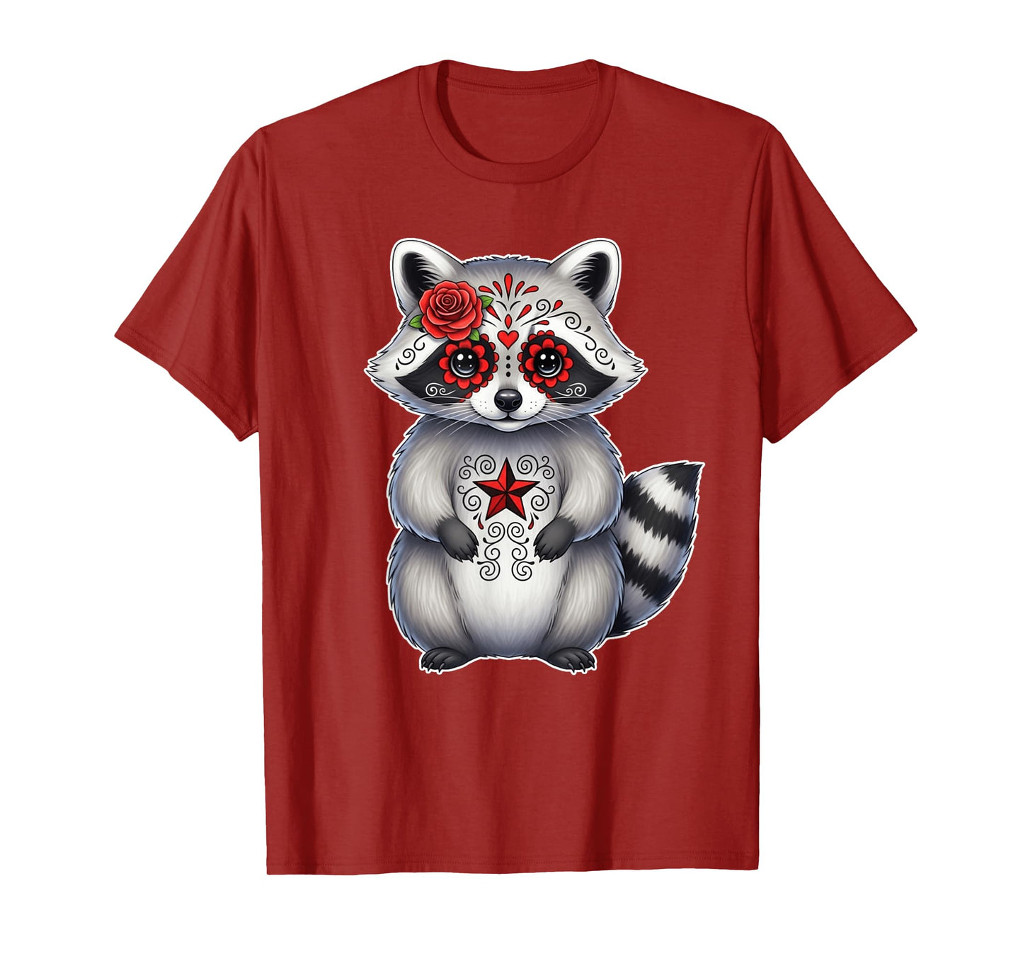 Sugar Skull Raccoon Halloween Graphic T-Shirt