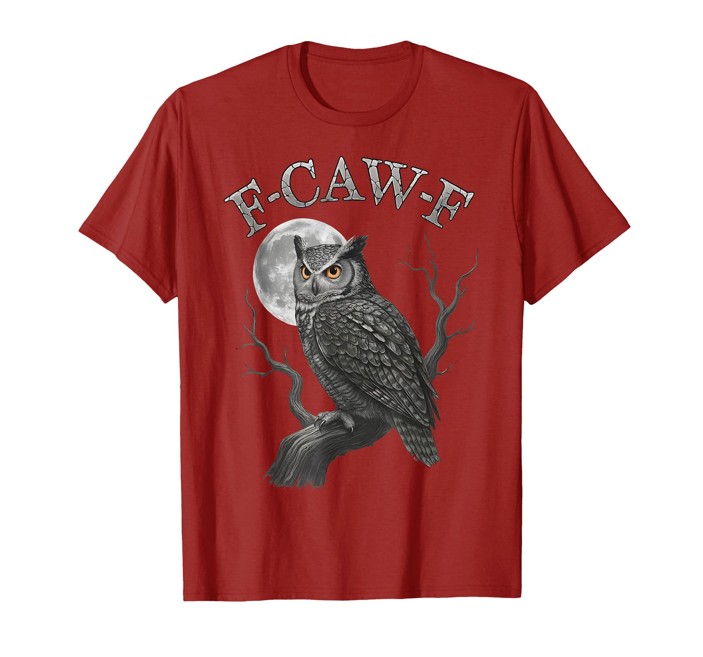 Funny F-Caw-F Black Owl Moon Gothic Adult FCAWF Owl Humor T-Shirt