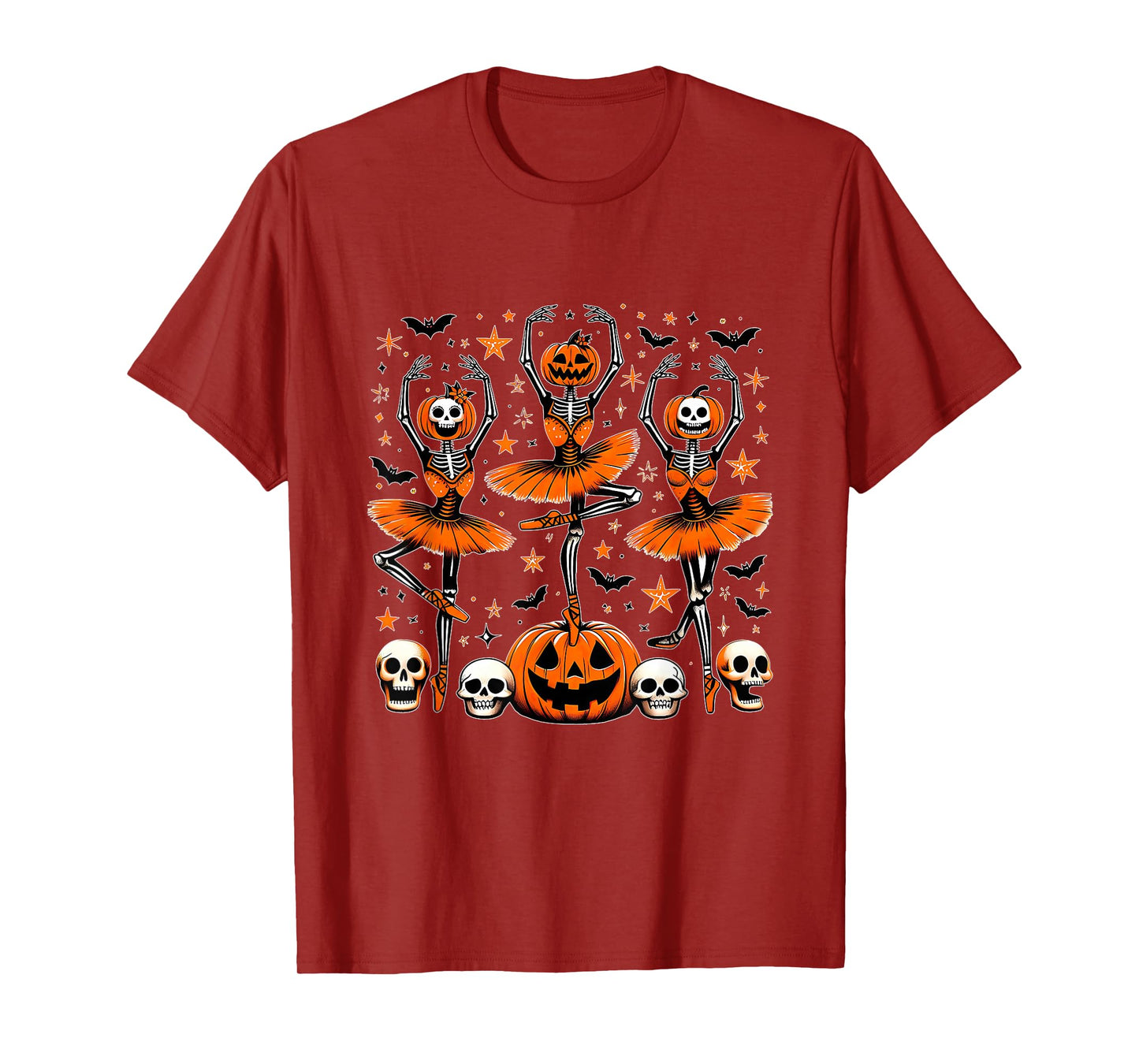 Ballet Pumpkin Skeleton Scary Halloween Men Women Boys Girl T-Shirt