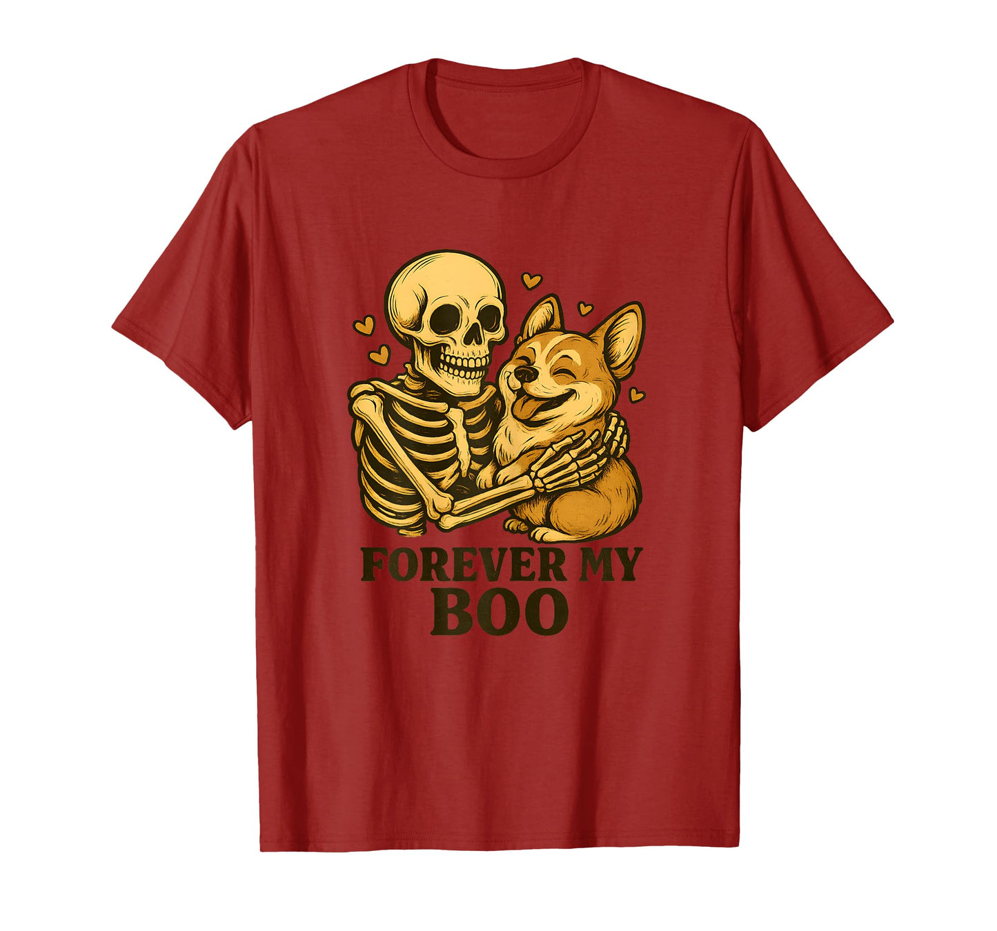 Womens Forever My Boo Skeleton Corgi Funny Halloween Couple T-Shirt