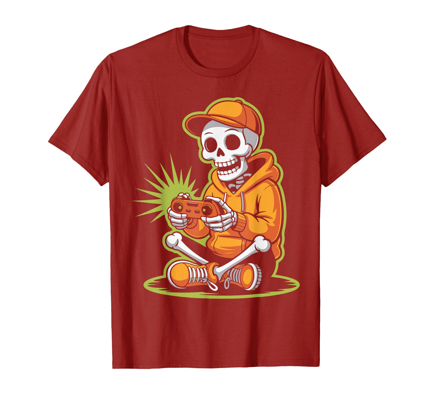 Cool Skeleton Gamer Funny Halloween Boys Kids Video Gaming T-Shirt