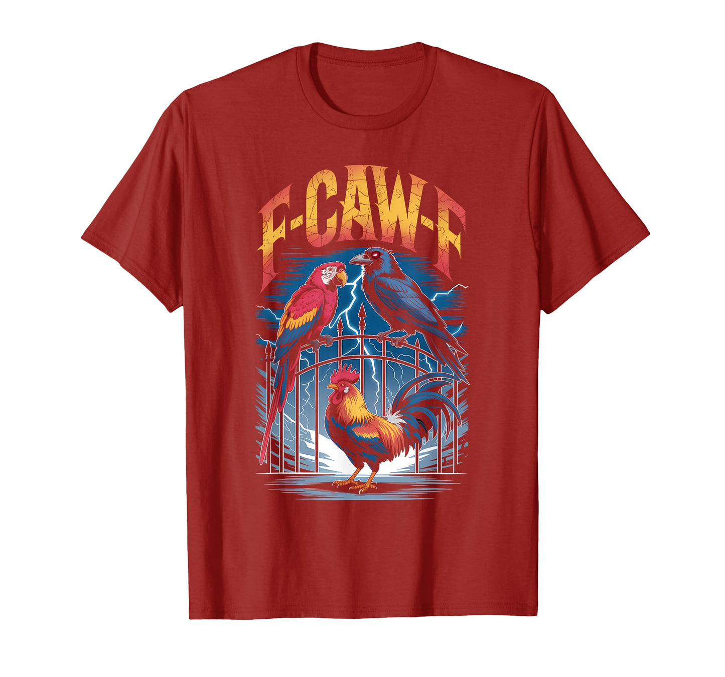 F-CAW-F Funny Gothic Bird Parrot, Crow, Rooster Sound Meme T-Shirt