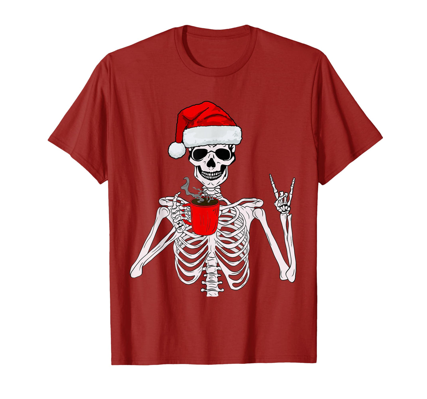 Funny Skeleton Santa Coffee Lover Christmas for Men Women T-Shirt