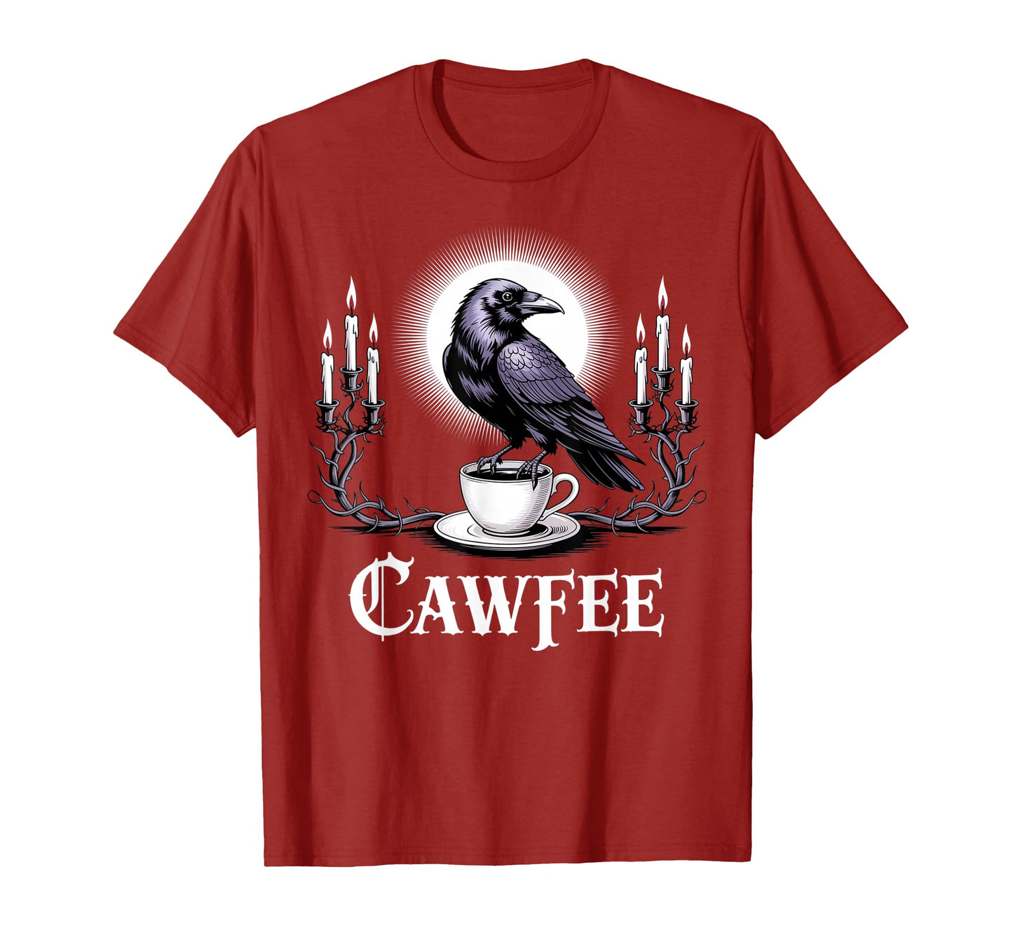 Cawfee Raven and Coffee Pun Vintage Gothic Funny Meme T-Shirt