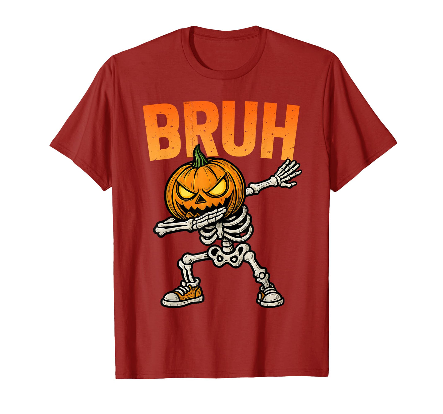 Dabbing Pumpkin Skeleton Bruh Halloween Trick Or Treat Boys T-Shirt