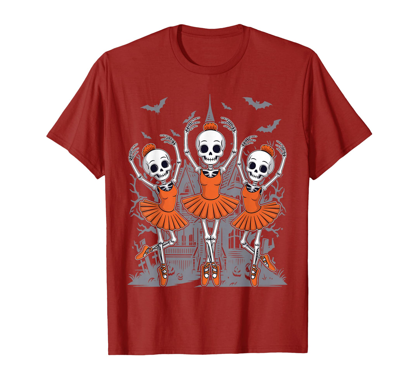 Dancing Skeleton Ballerina Ballet Dance Halloween Women Girl T-Shirt