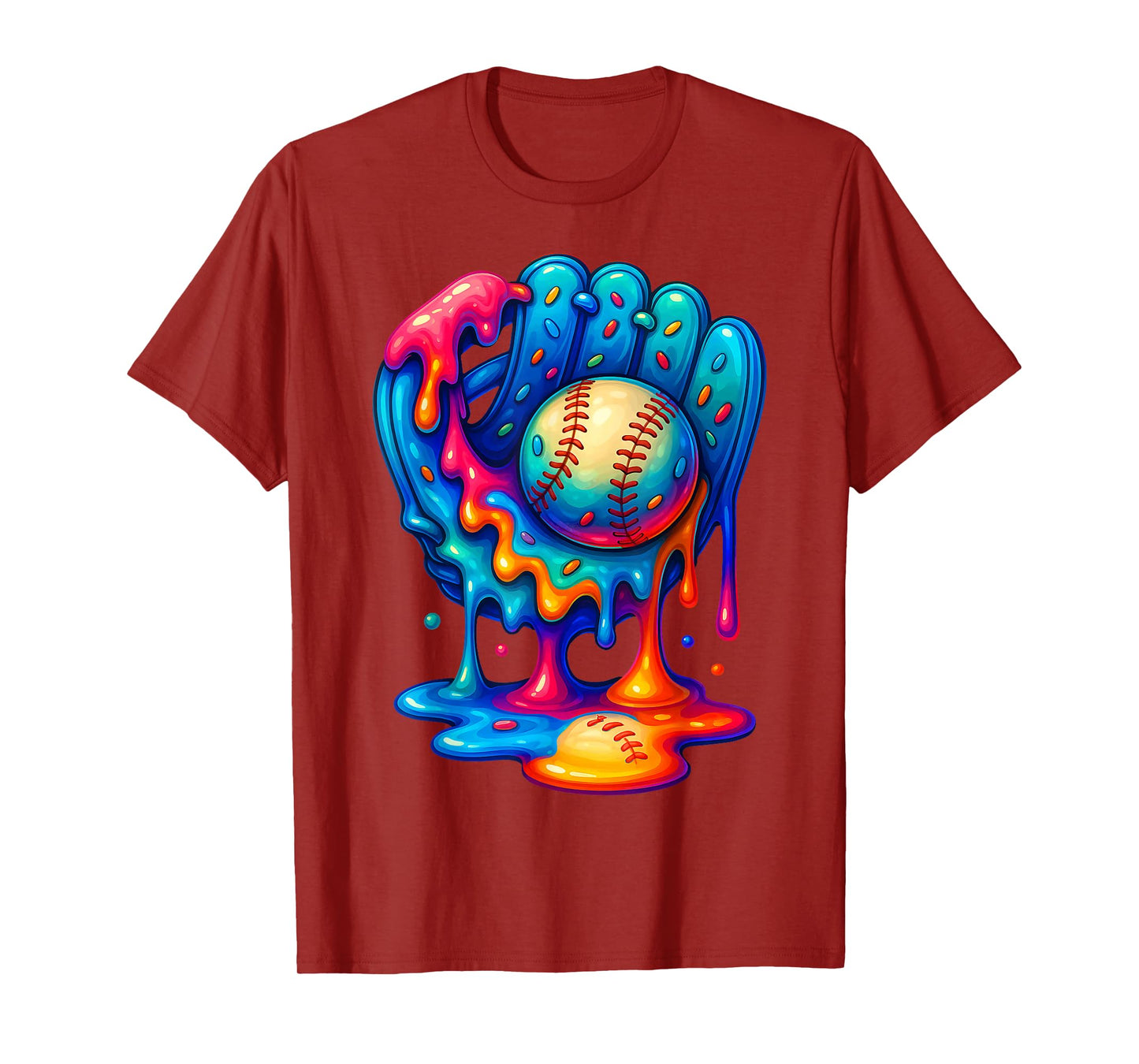 Baseball Drip for Boys Ice Cream Drip Baseball Glove T-Shirt