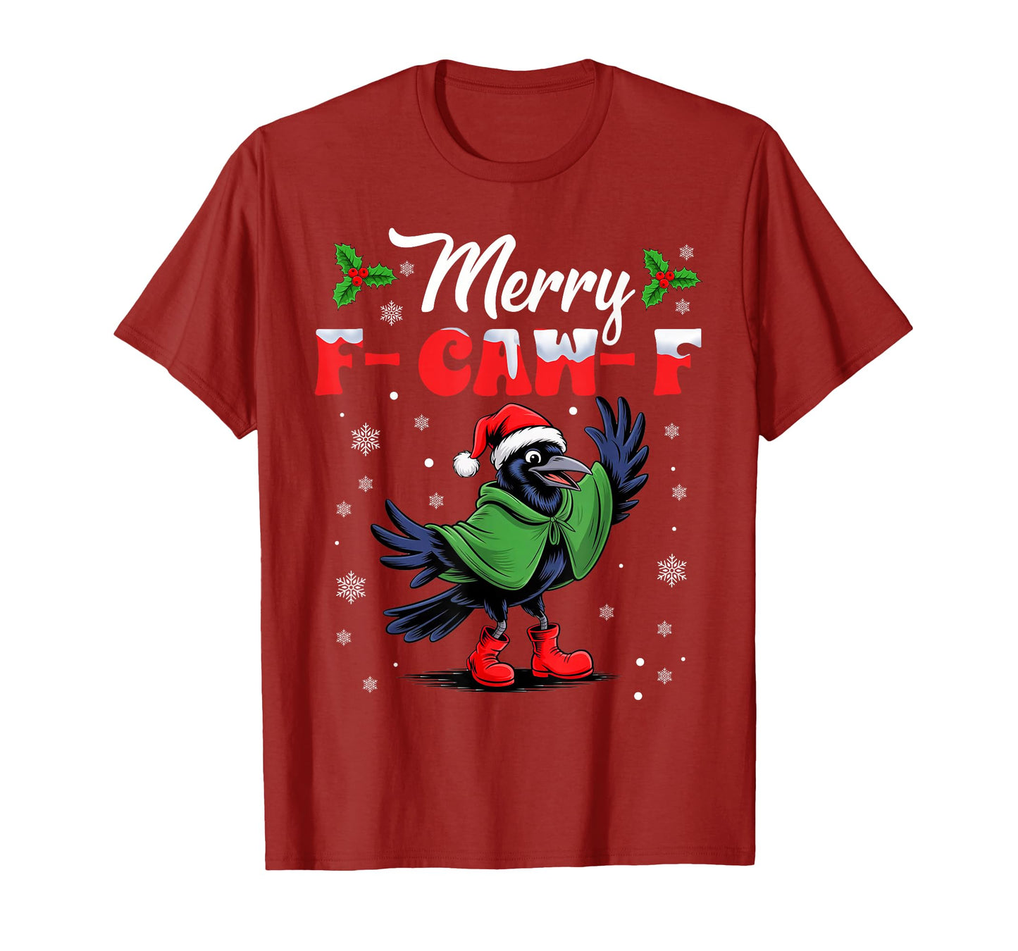 Black Crow F-Caw-F Funny Appropriate Christmas Adult Humor T-Shirt