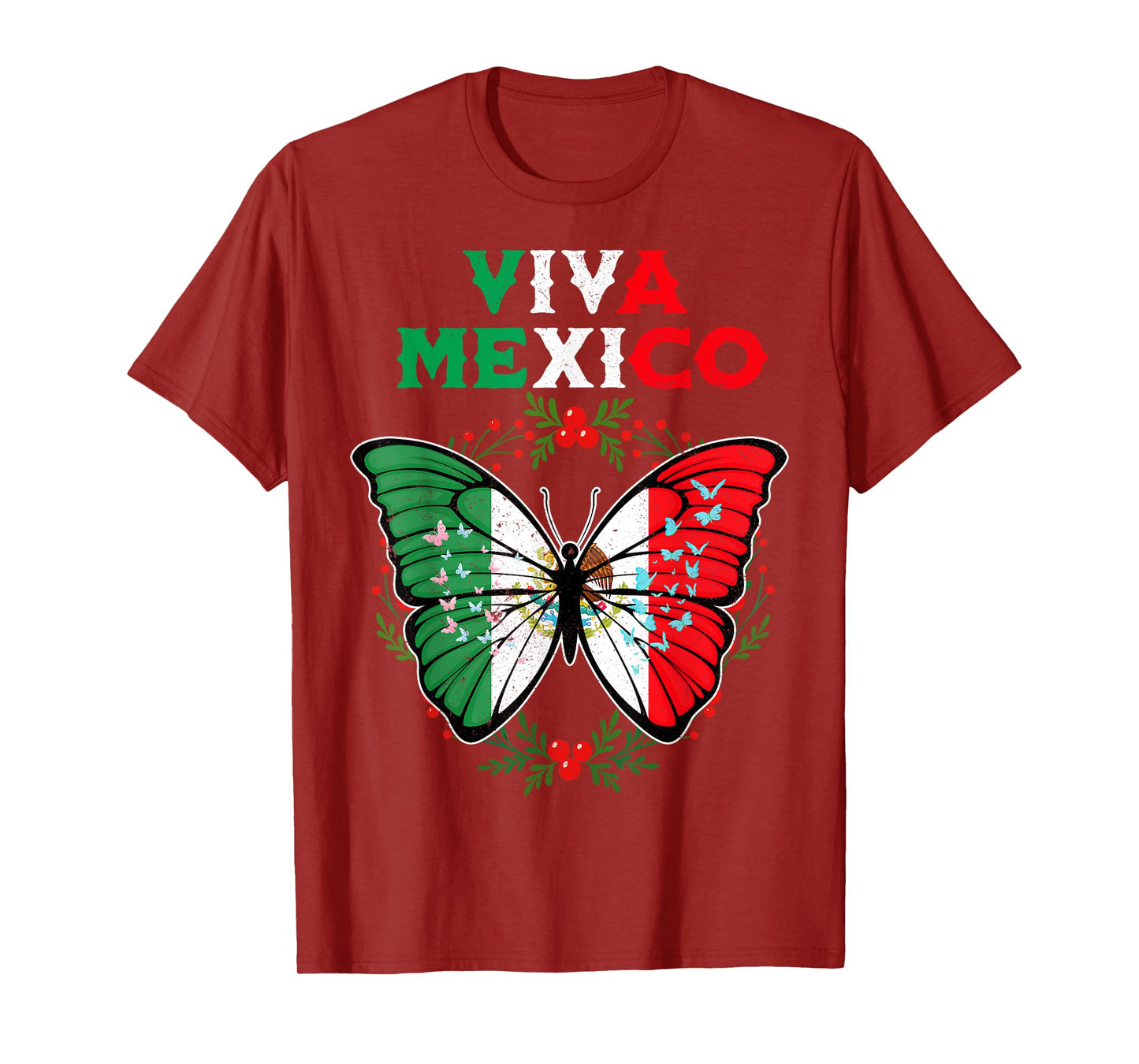 Butterfly Viva Mexico September 16 Mexican Independence Day T-Shirt