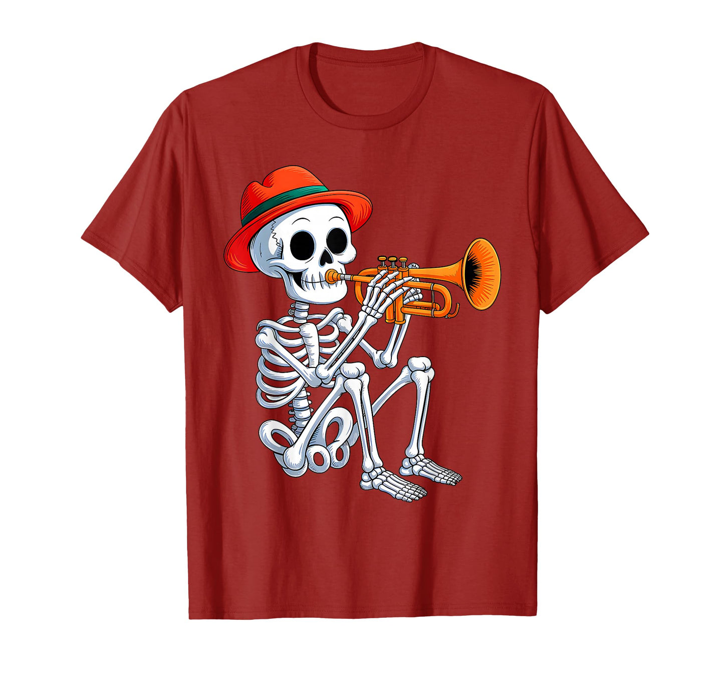 Skeleton Playing Trumpet Halloween Costume for Men Boys Kid T-Shirt