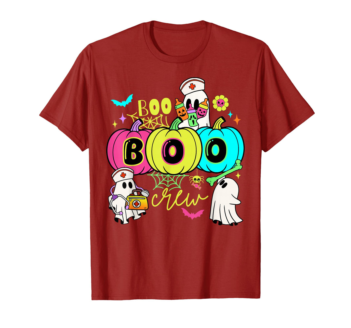Fun Ghost Nurse Halloween Boo-Boo Crew Spooky Scrub Costume T-Shirt