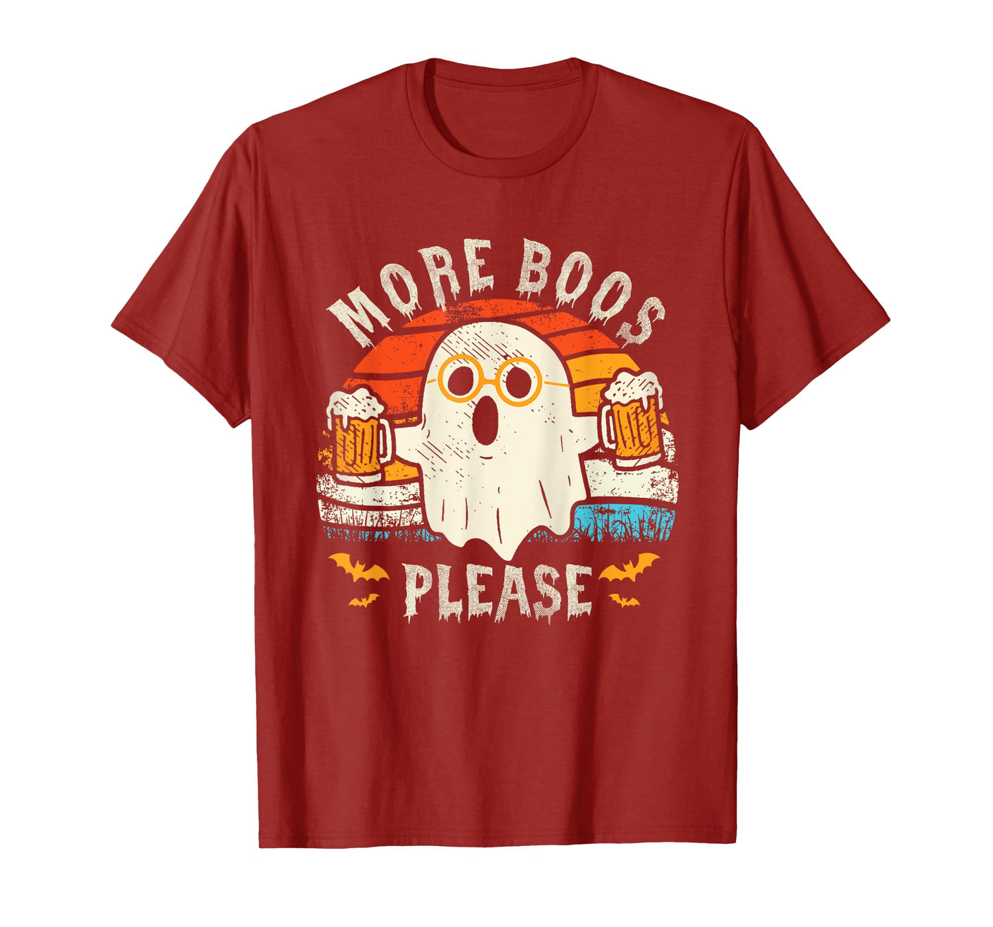 Retro More Boos Please Ghost Beer Halloween Costume Men Boys T-Shirt