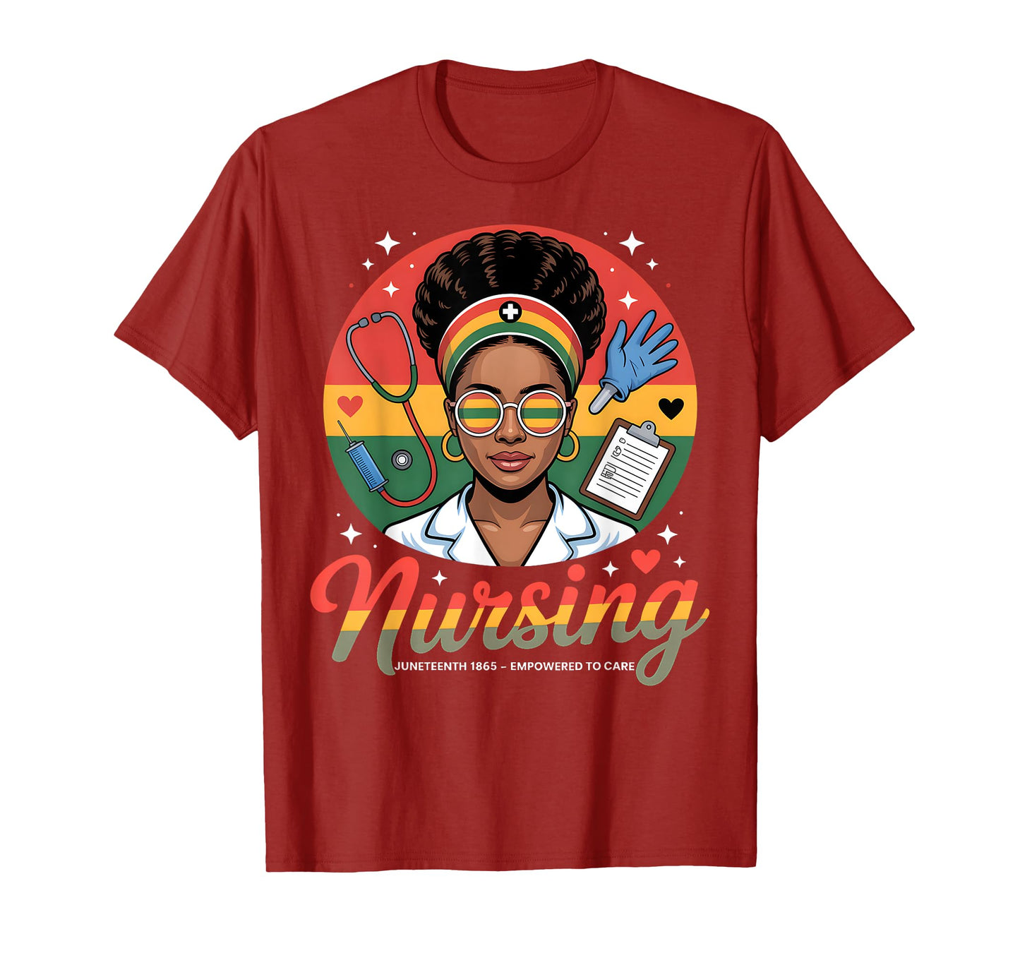 Juneteenth Nurse Pride Afro Rasta Healthcare Worker Design T-Shirt