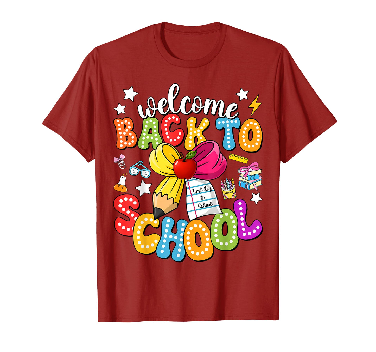 Back To School Pencil Coquette Bow First Day of School Kids T-Shirt