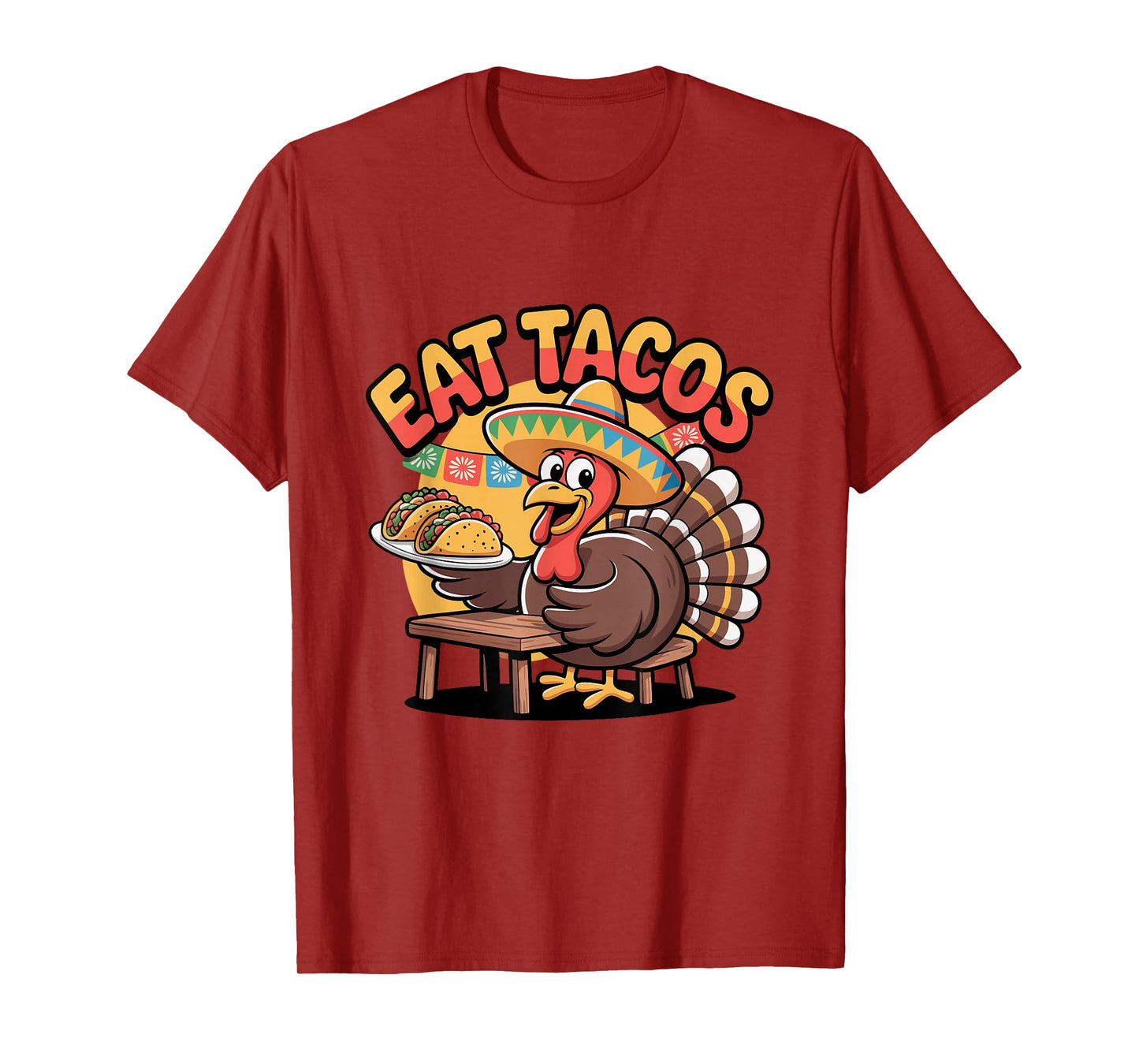 Funny Thanksgiving Turkey Eat Tacos Mexican Christmas Fall T-Shirt