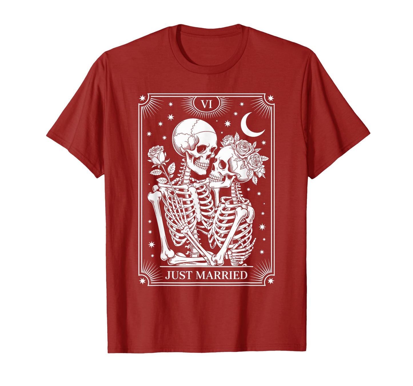 Just Married The Lovers Skeleton Couple Matching Halloween T-Shirt