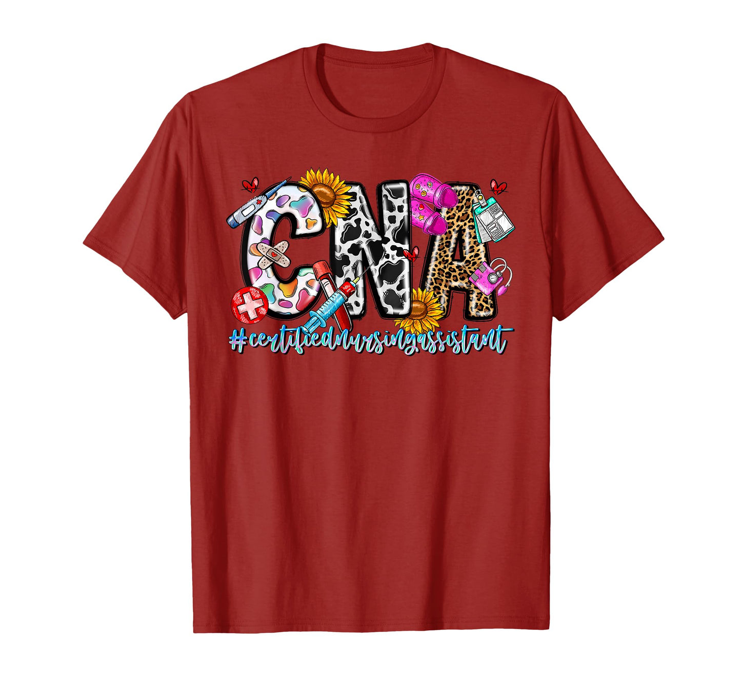 Retro Leopard Sunflower CNA Certified Nursing Assistant T-Shirt