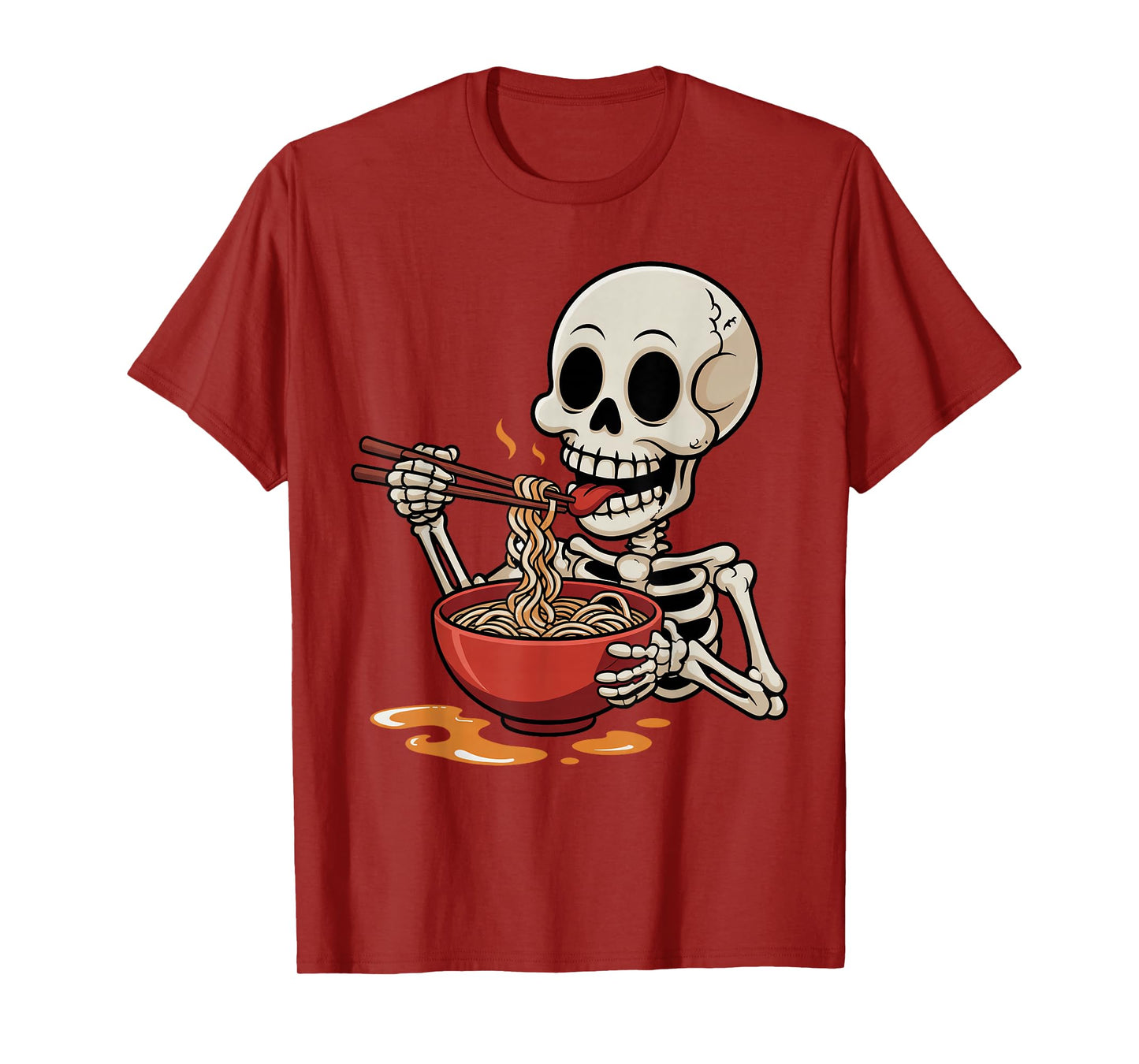 Halloween Cute Skeleton Eating Ramen Noodles Trick or Treat T-Shirt