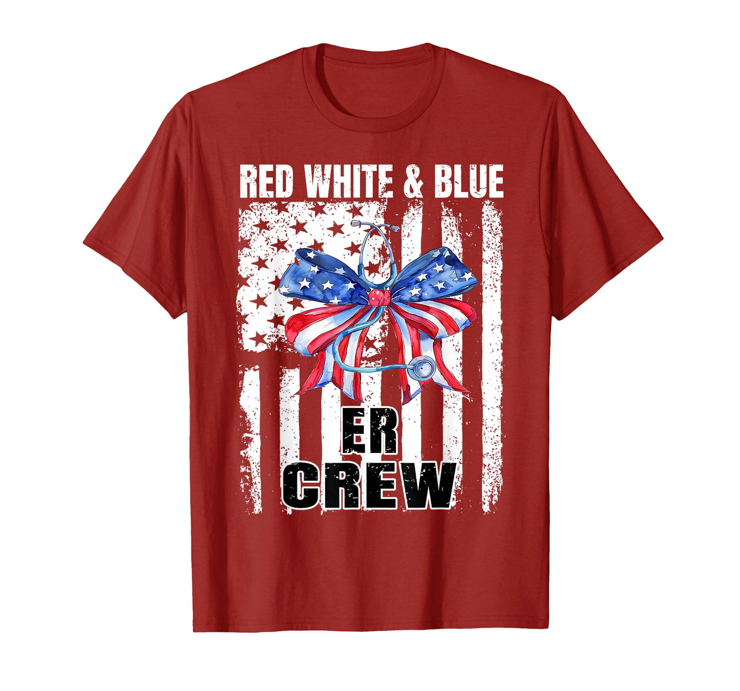Red White & Blue ER Crew Funny Nurse Emergency 4th Of July T-Shirt