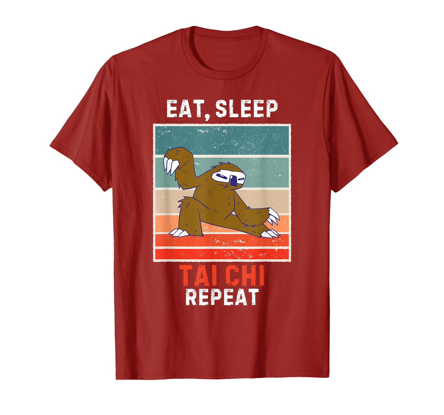 Retro Sloth Eat, Sleep Tai Chi Repeat Vintage Grunge Tai Chi T-Shirt