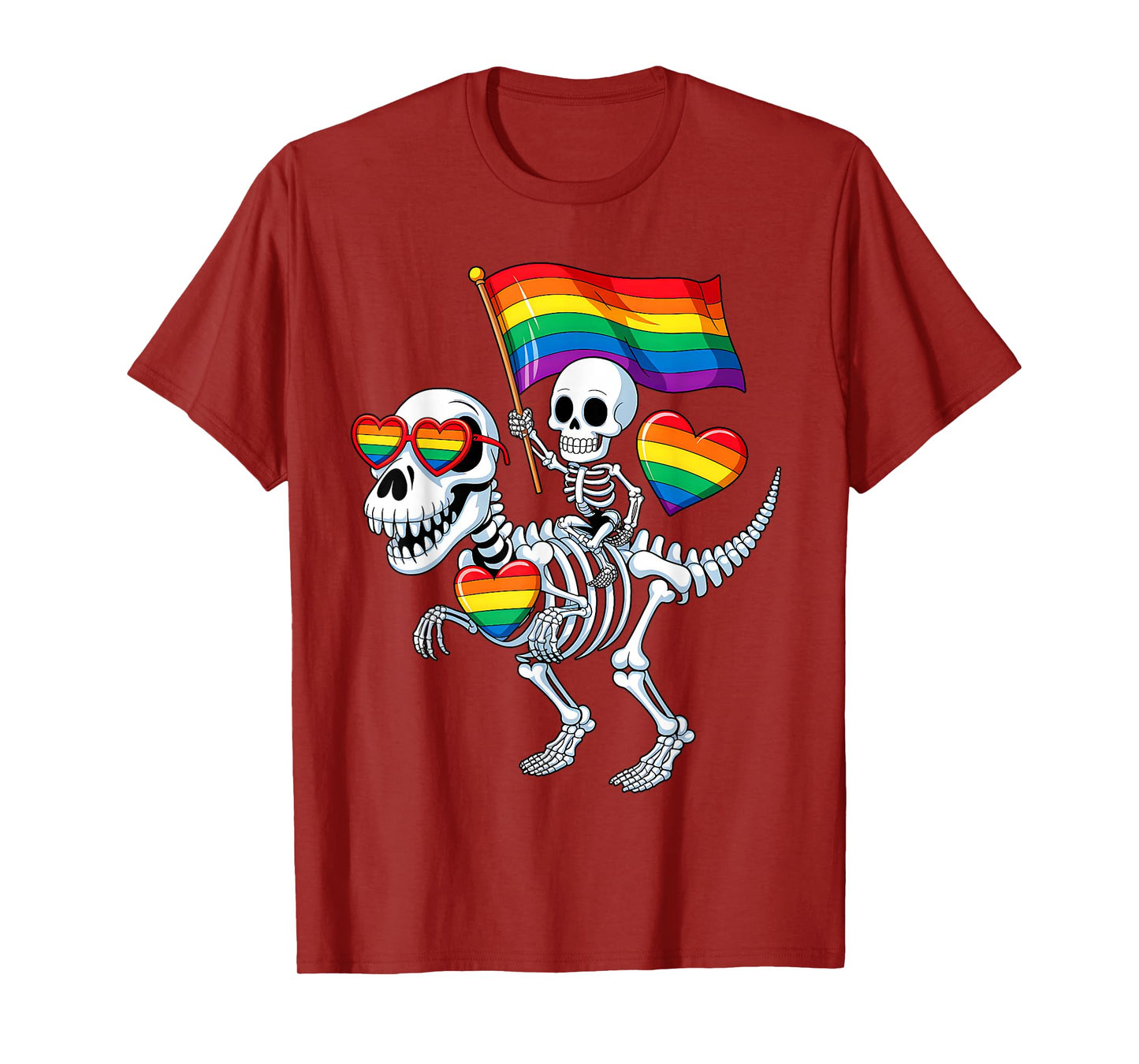 Halloween Homosexual Rainbow Dinosaur Skeleton Gay Pride T-Shirt