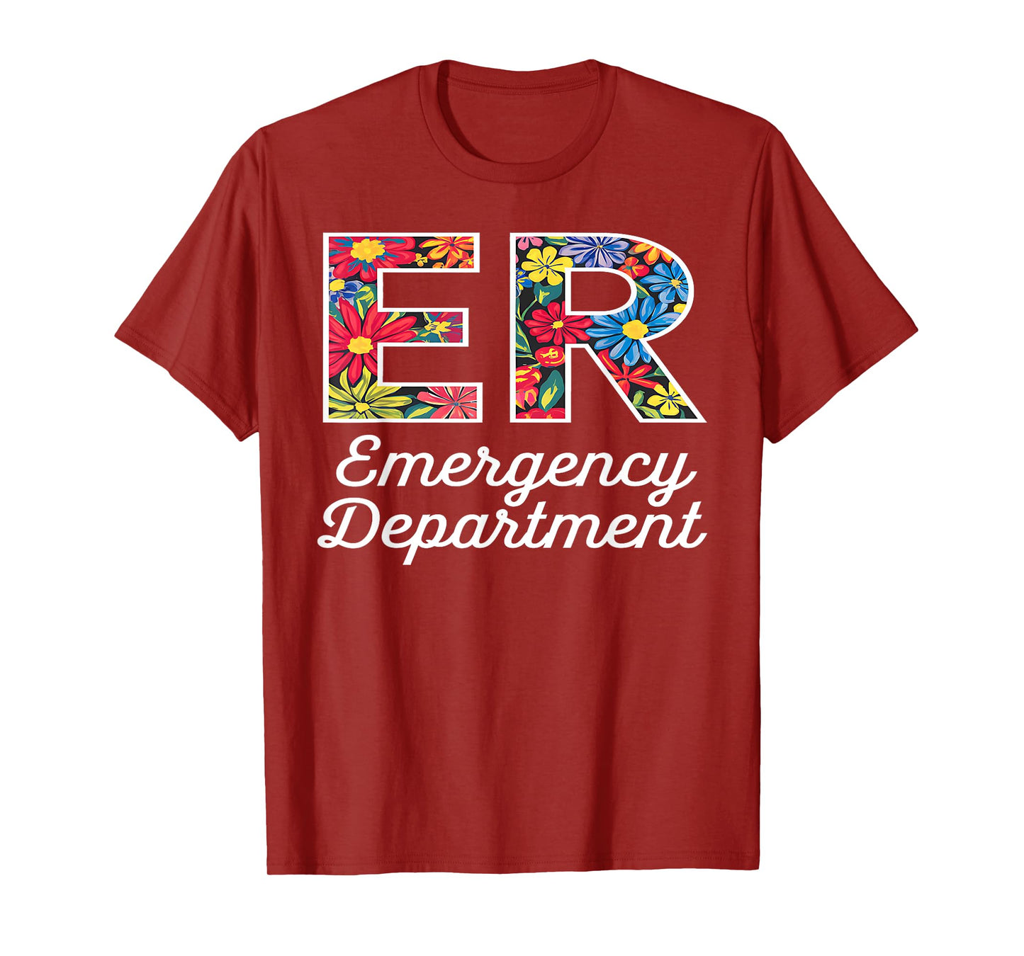 Floral ER Nurse Emergency Room Women RN Emergency Department T-Shirt