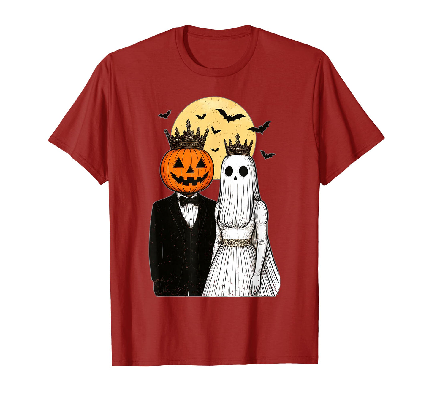 King and Queen Pumpkin Ghost Halloween Couple Spooky Season T-Shirt