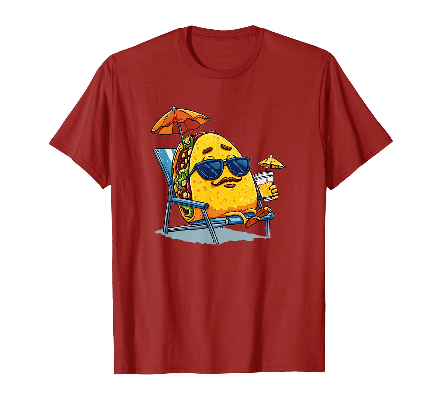 Funny Taco with Mustache Beard for Sunbath Lovers T-Shirt
