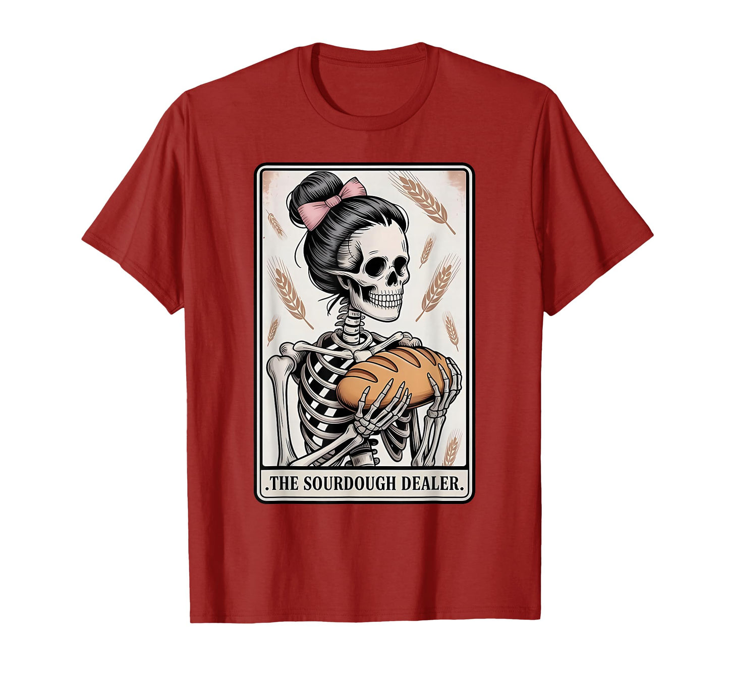 Sourdough Dealer Tarot Card Skeleton Homemaker Baking Bow T-Shirt