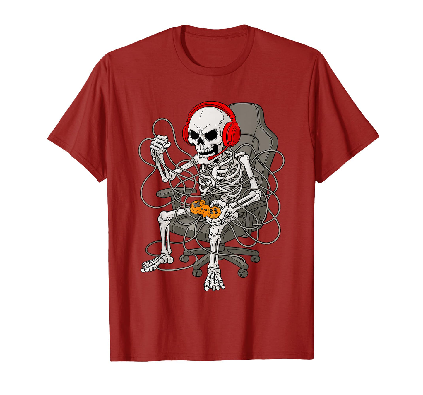 Halloween Skeleton Gamer Video Gaming Funny Skeleton Gaming T-Shirt