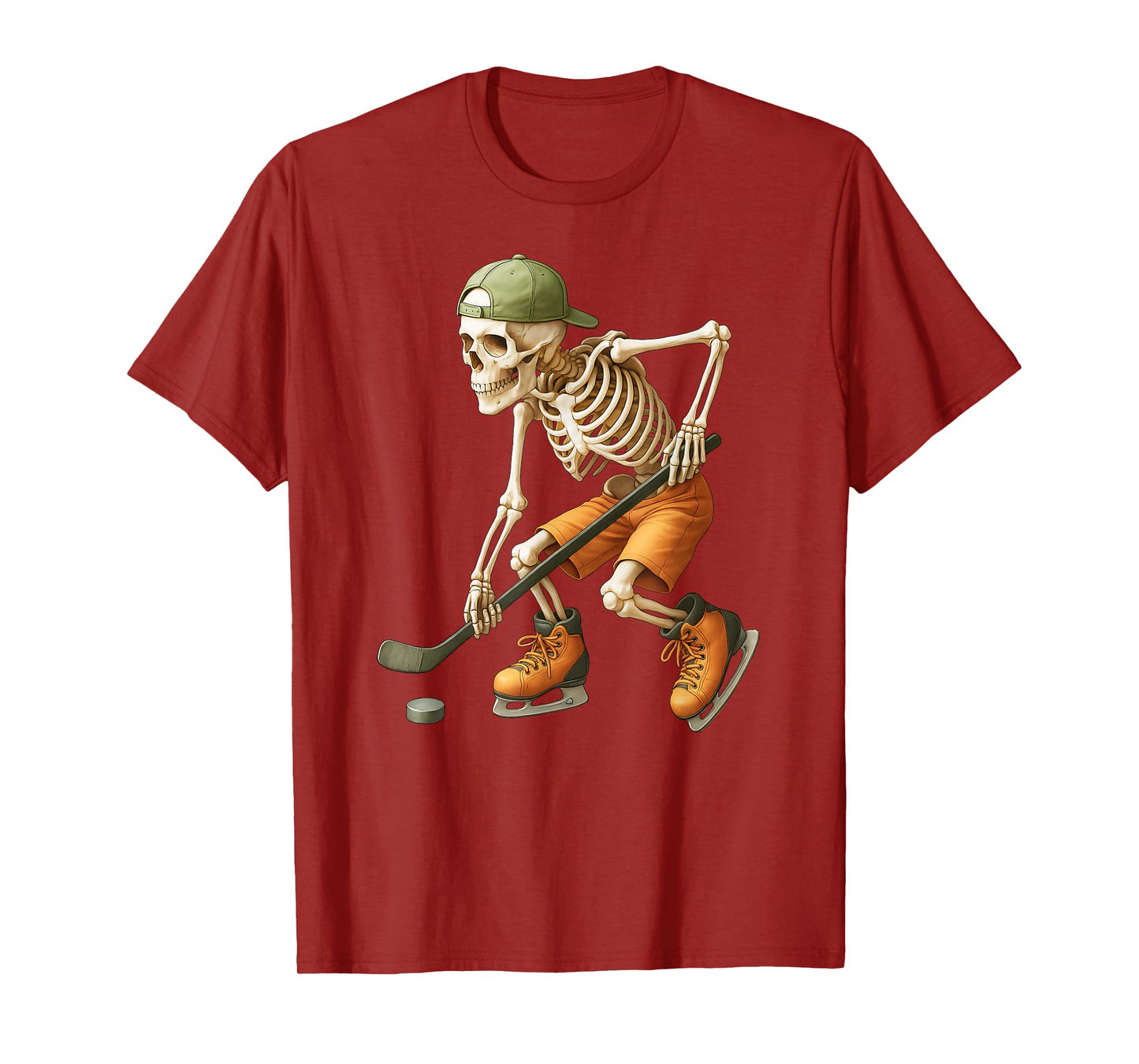 Skeleton Ice Hockey Halloween Costume Funny T-Shirt