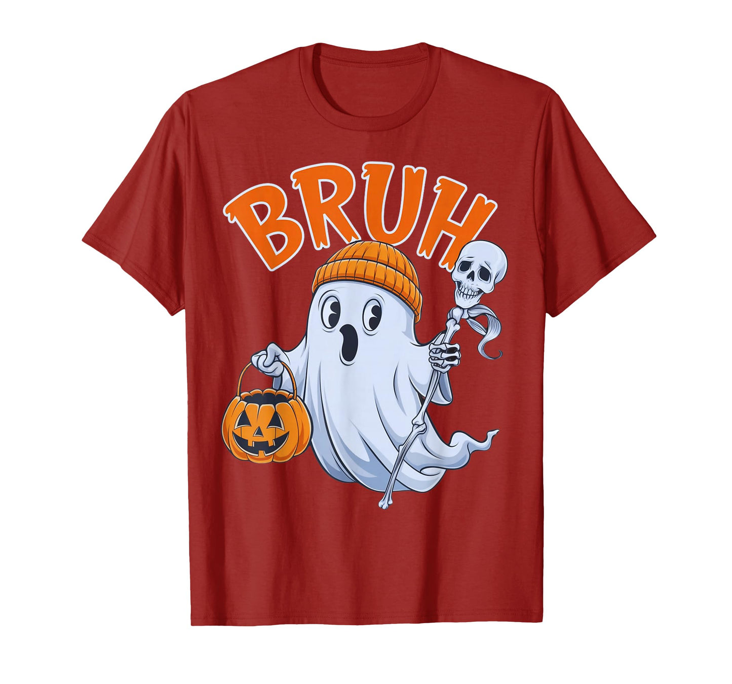 Bruh Ghost Halloween Boo Pumpkin Boys Kids Toddlers Spooky T-Shirt