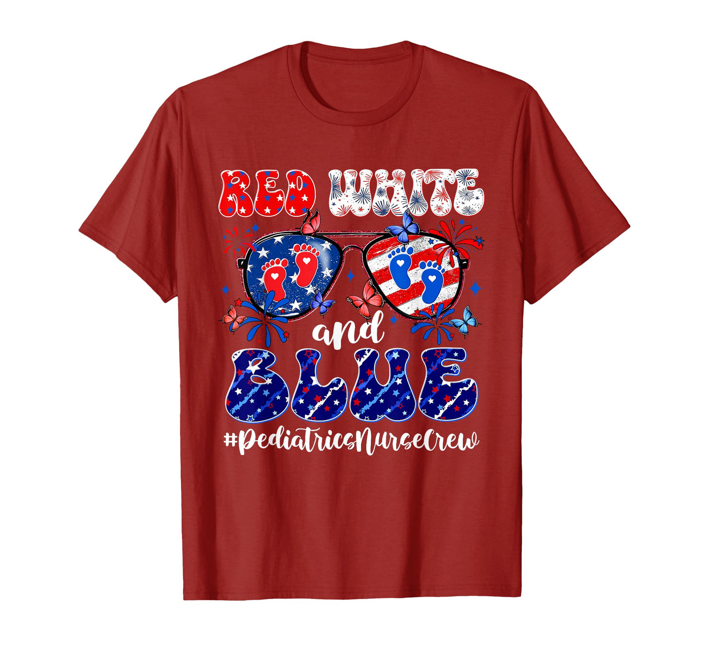 Red White & Blue Pediatrics Crew Pediatric Nurse 4th Of July Women Men T-Shirt